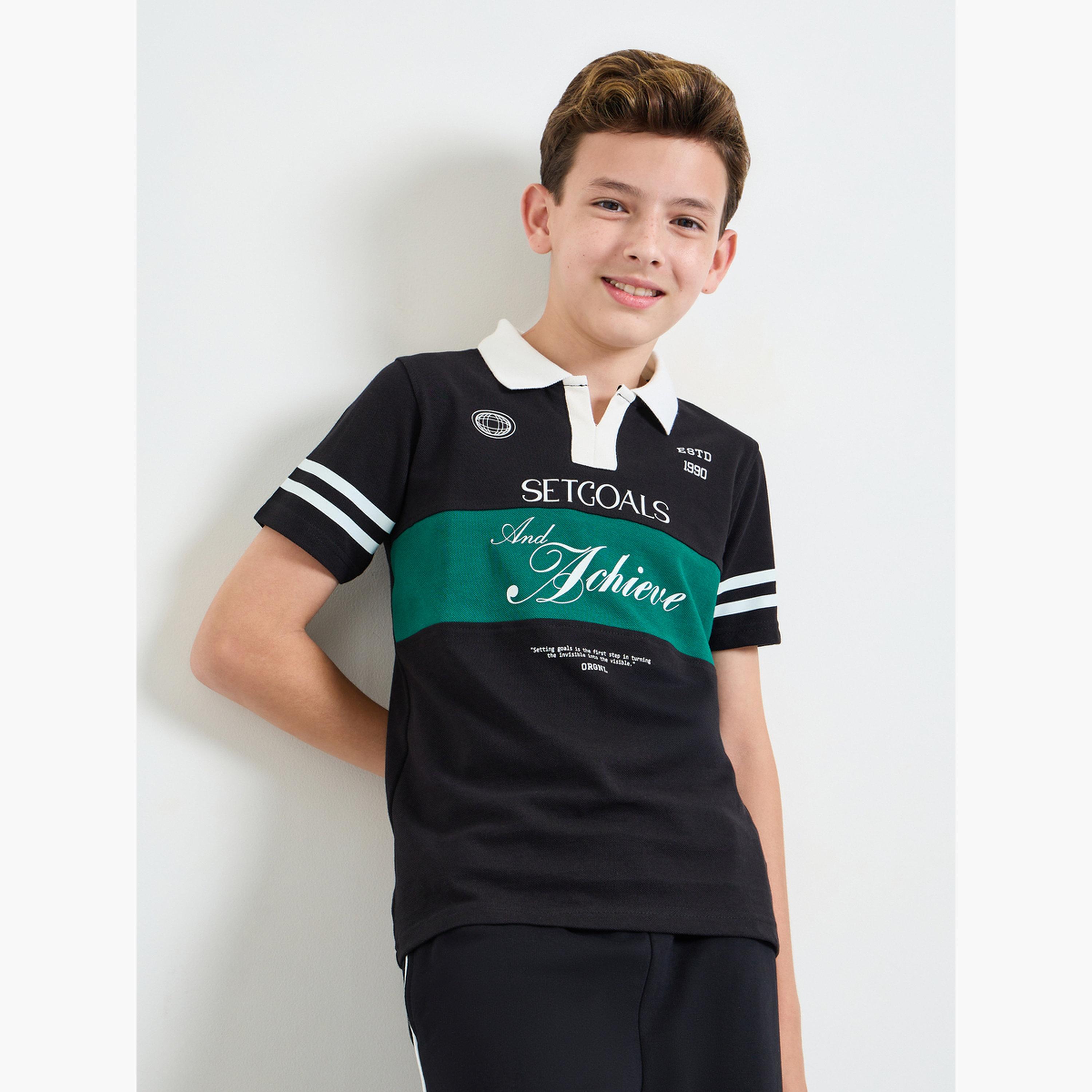 Styli Boys Printed Polo T-Shirt with Contrast Collar-boys-clothing-tshirtsandpolos-image-1