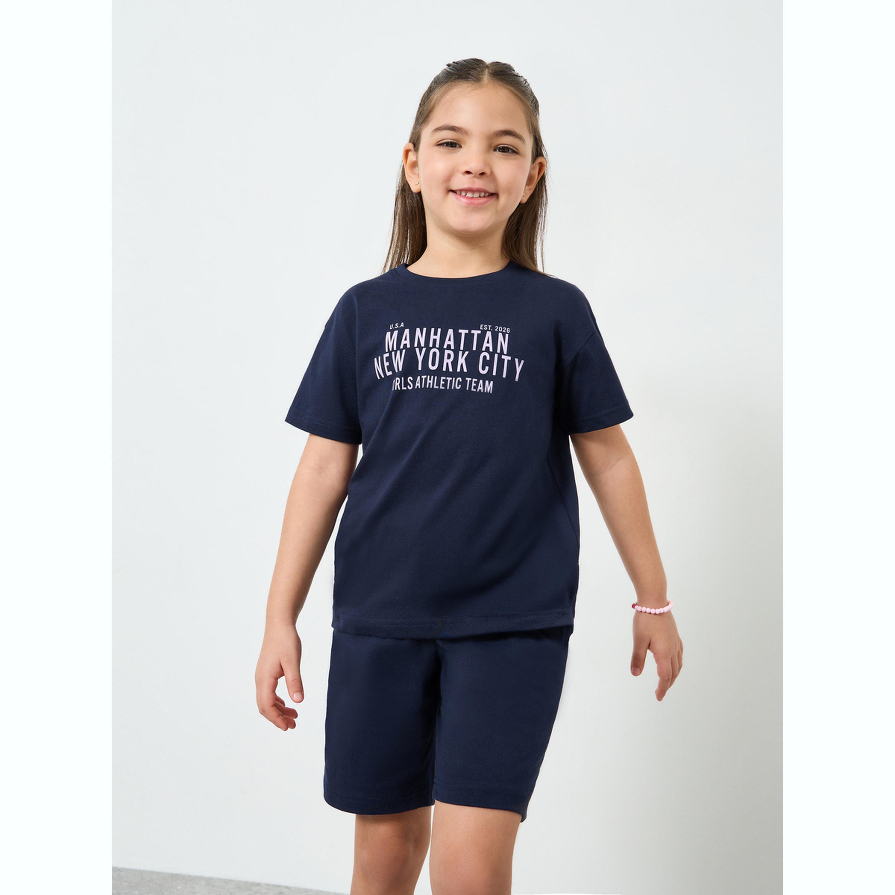 مجموعة من شورت وتيشيرت بطبعة كتابة-girls-clothing-setsandcoords-image-1