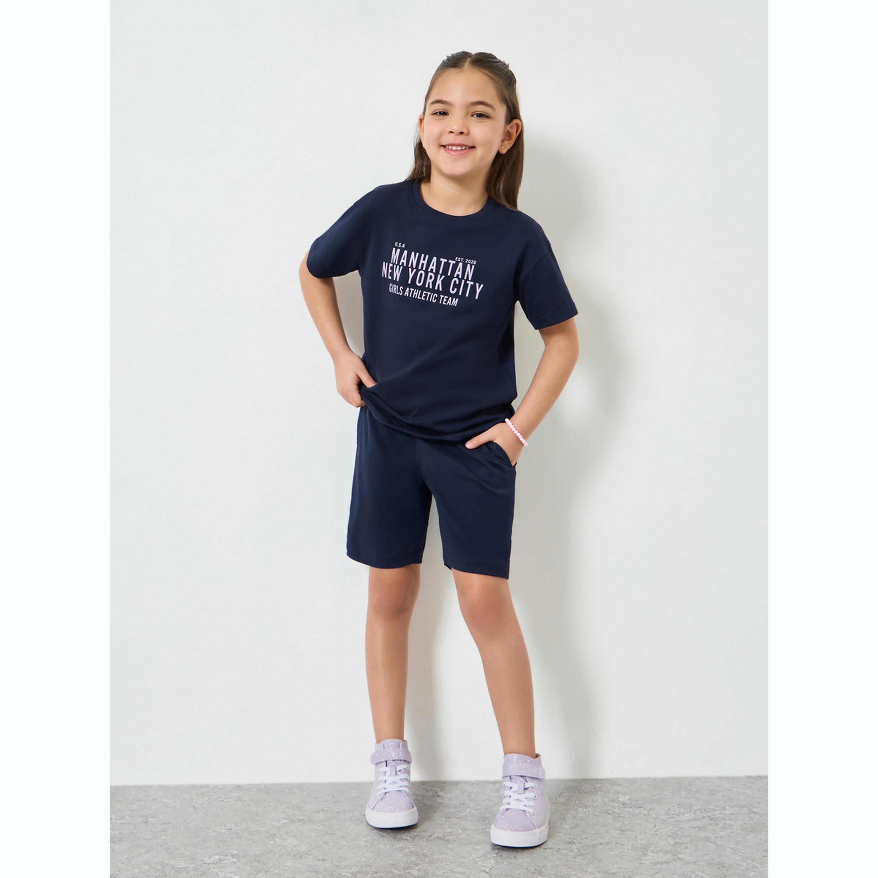 مجموعة من شورت وتيشيرت بطبعة كتابة-girls-clothing-setsandcoords-image-2