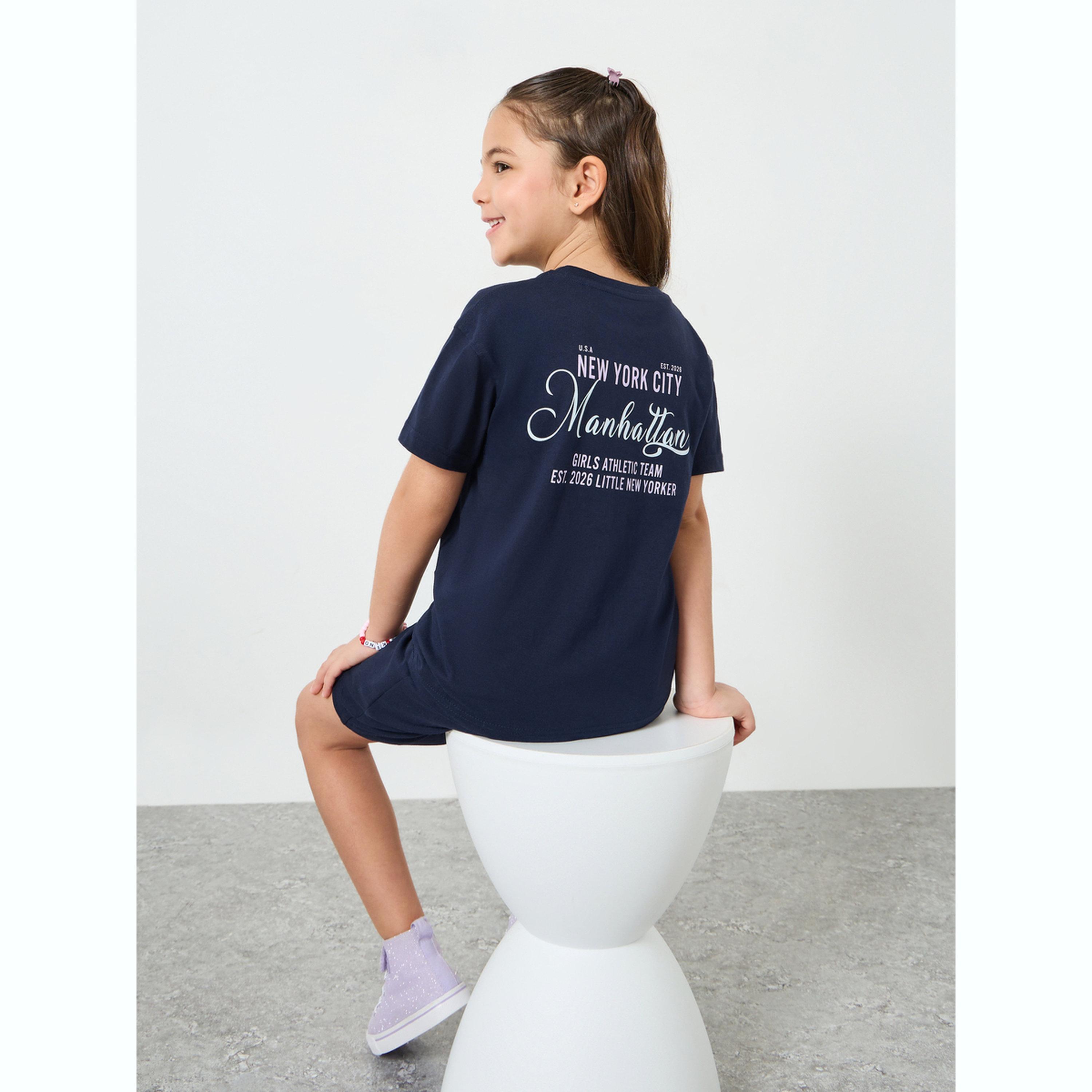 مجموعة من شورت وتيشيرت بطبعة كتابة-girls-clothing-setsandcoords-image-3