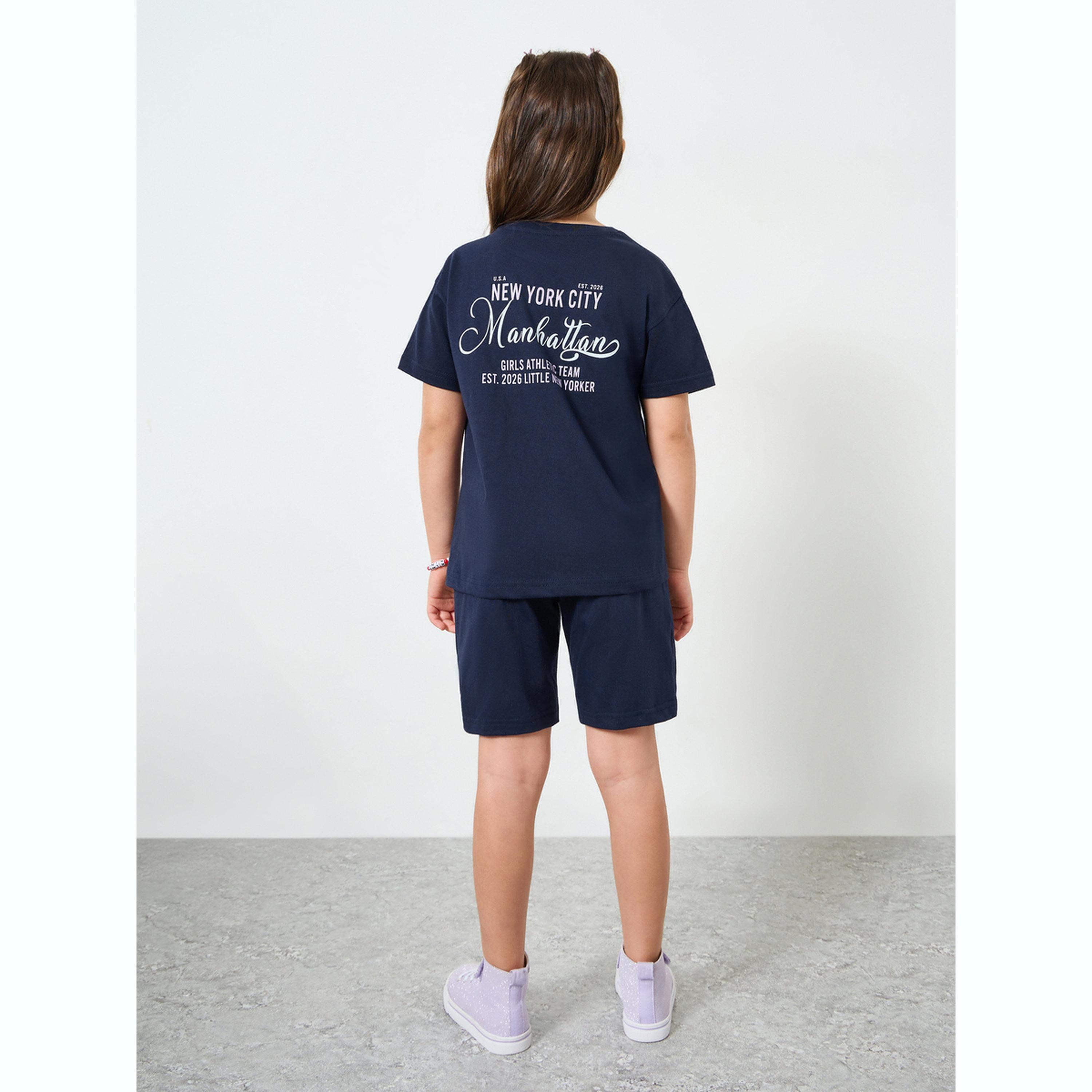 مجموعة من شورت وتيشيرت بطبعة كتابة-girls-clothing-setsandcoords-image-4