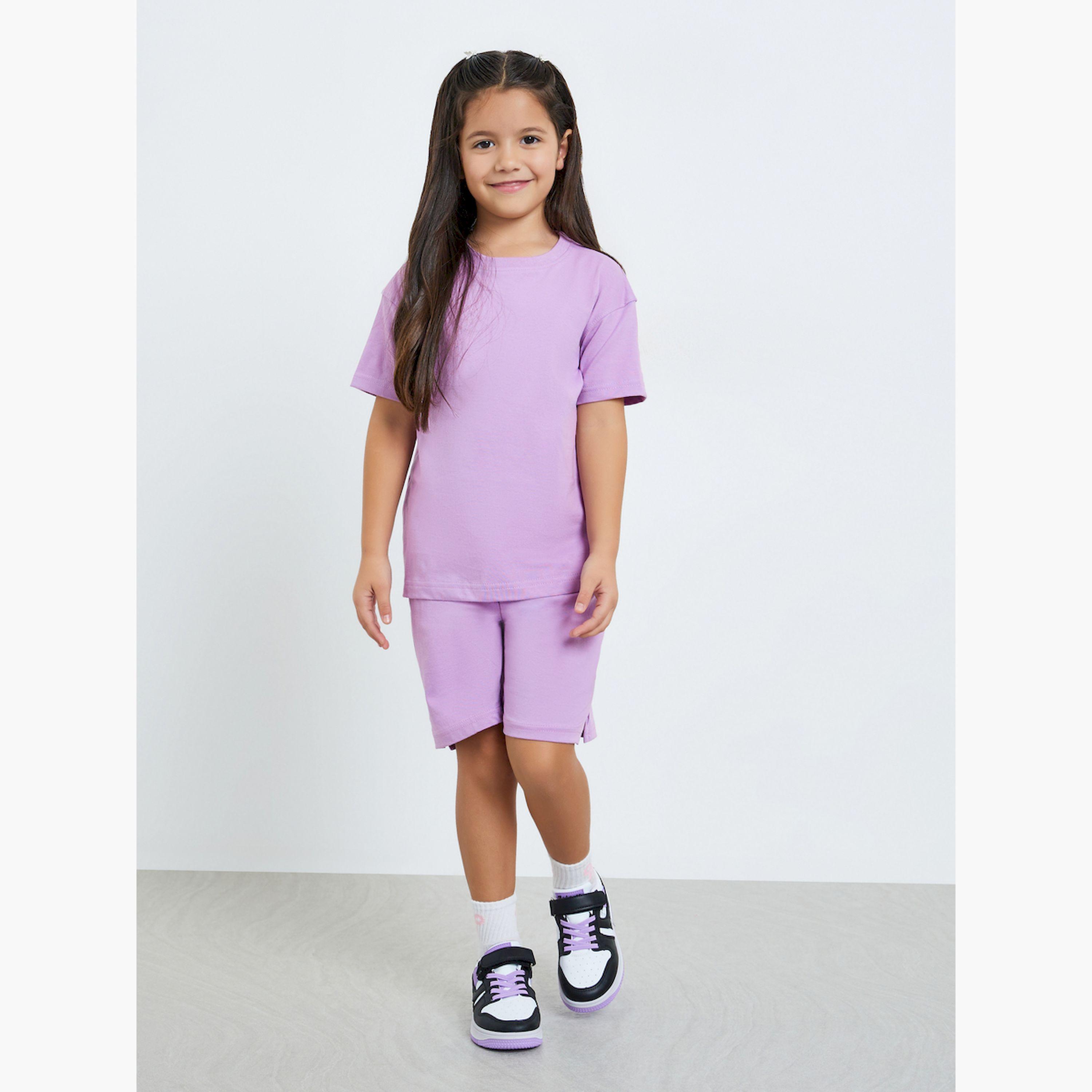 Styli Girls Cotton Round Neck T-Shirt and Shorts Set-girls-clothing-setsandcoords-image-2