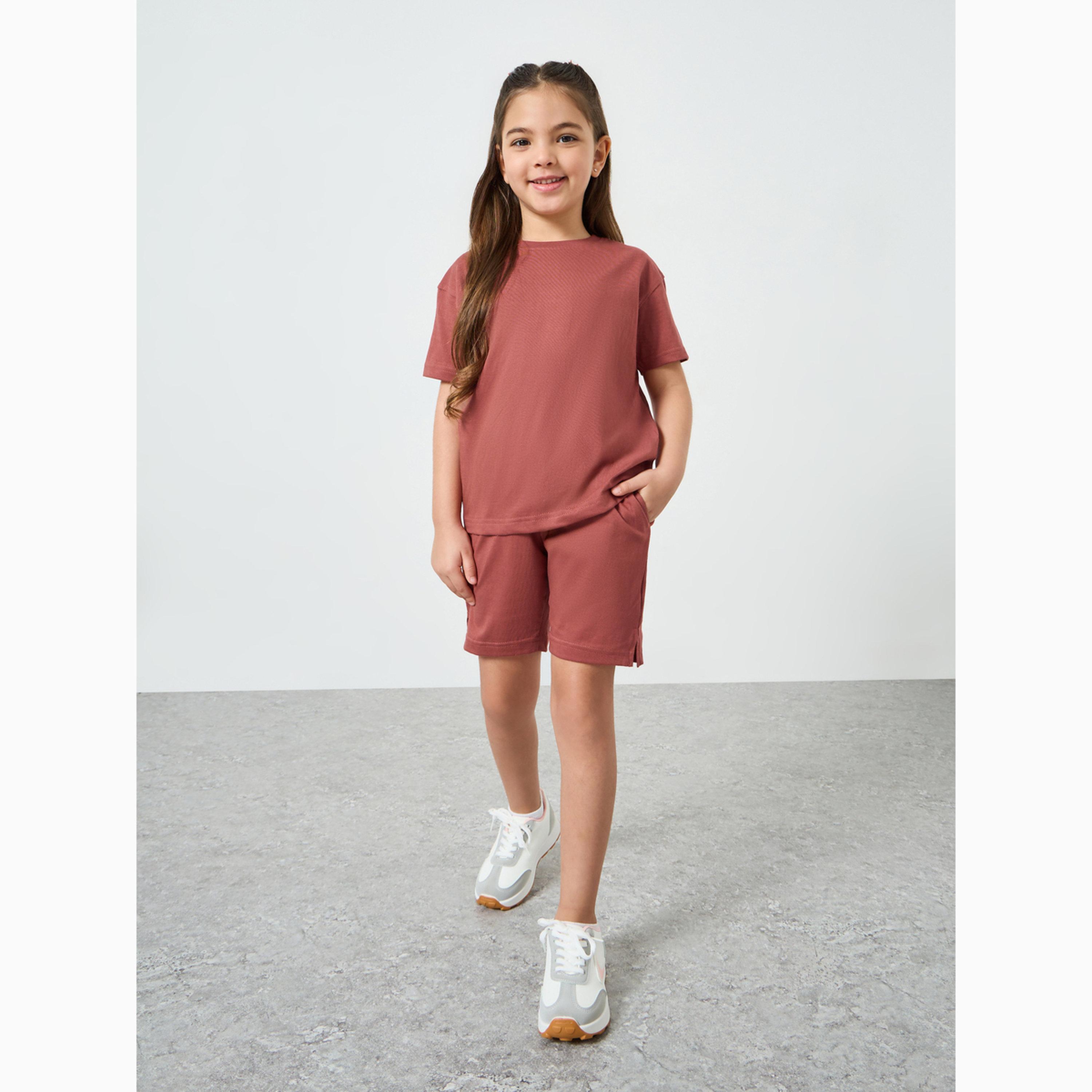Styli Girls Cotton Round Neck T-Shirt and Shorts Set-girls-clothing-setsandcoords-image-2