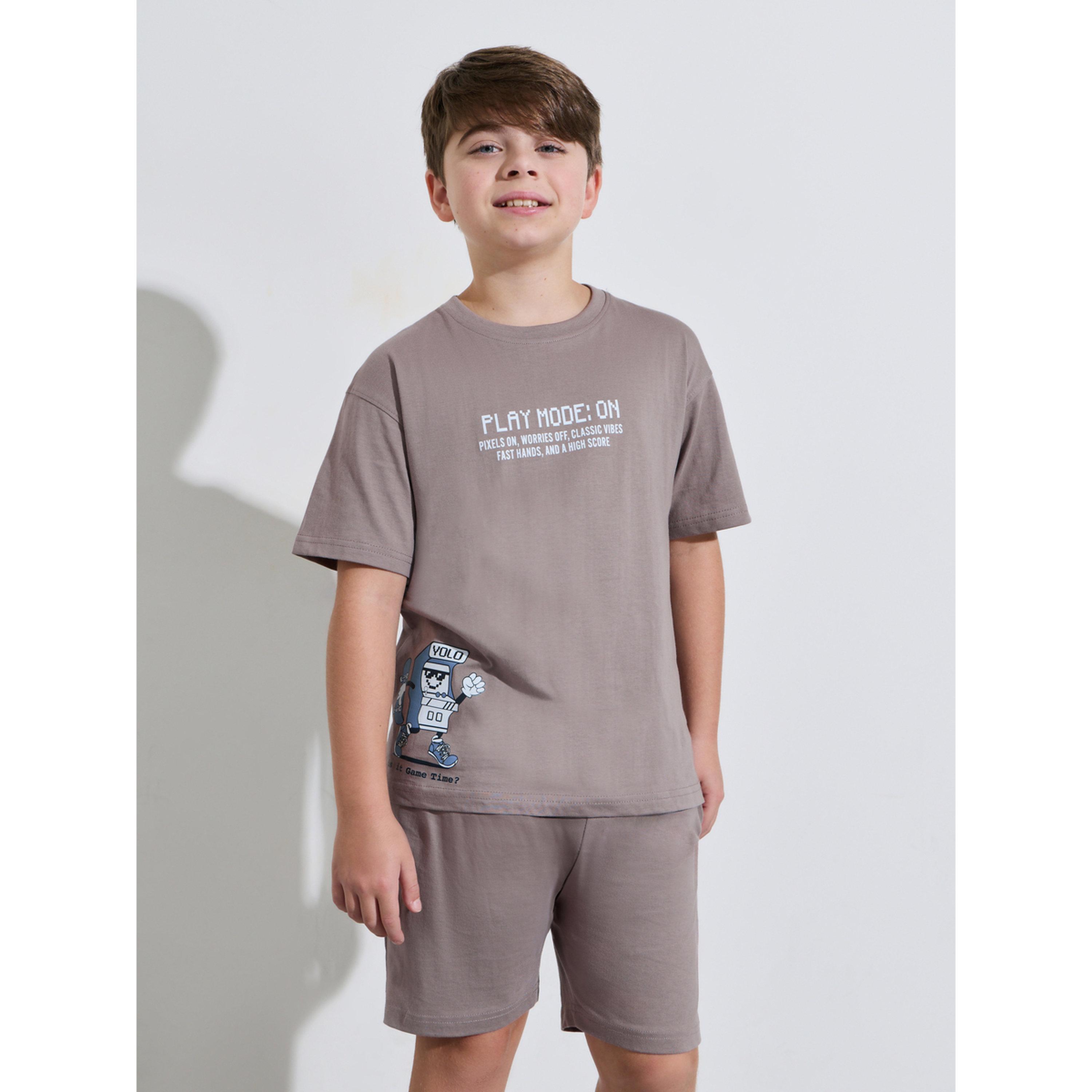 مجموعة من تيشيرت واسع بطبعة جرافيك مع شورت بأربطة للأولاد المراهقين-boys-clothing-setsandcoords-image-1