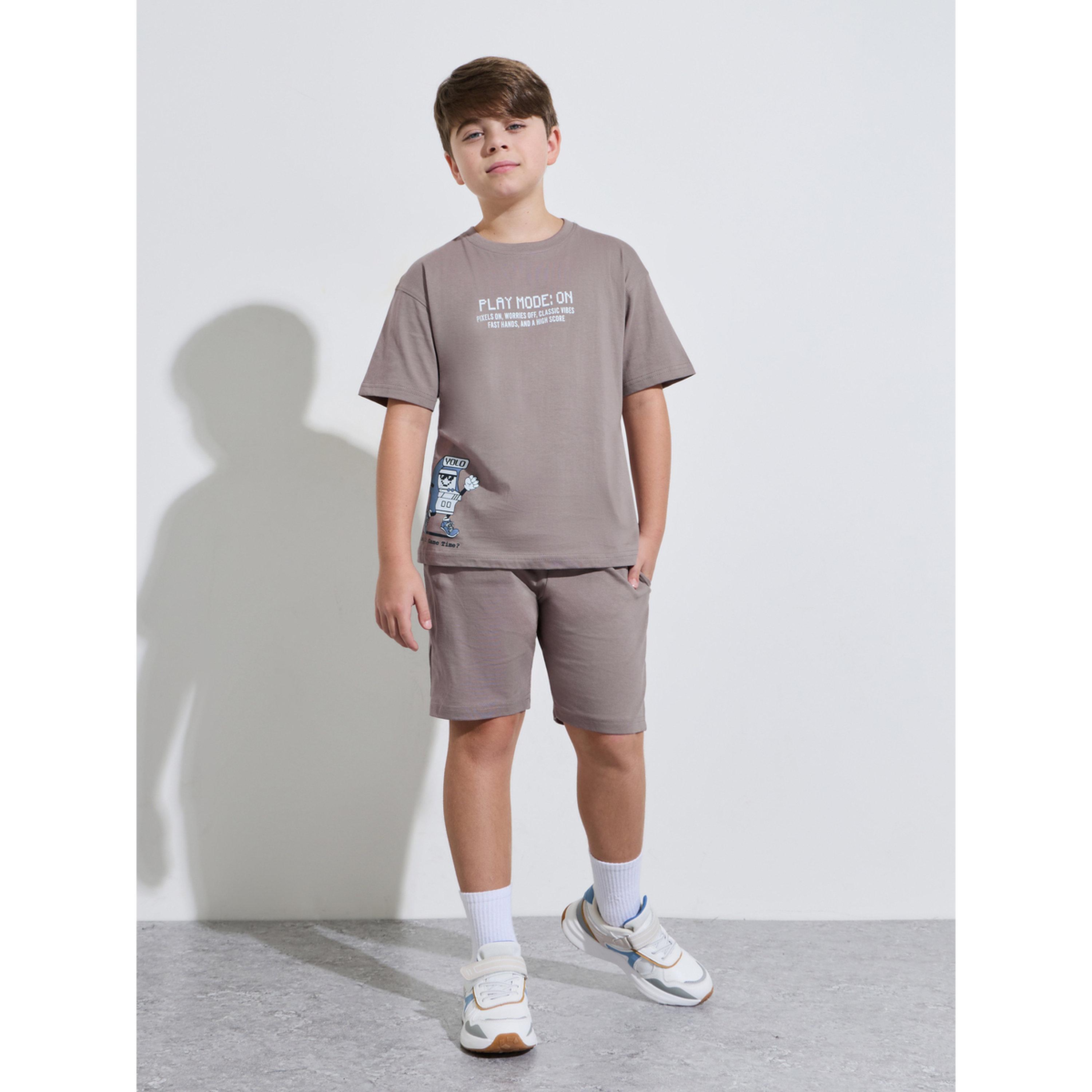 مجموعة من تيشيرت واسع بطبعة جرافيك مع شورت بأربطة للأولاد المراهقين-boys-clothing-setsandcoords-image-2