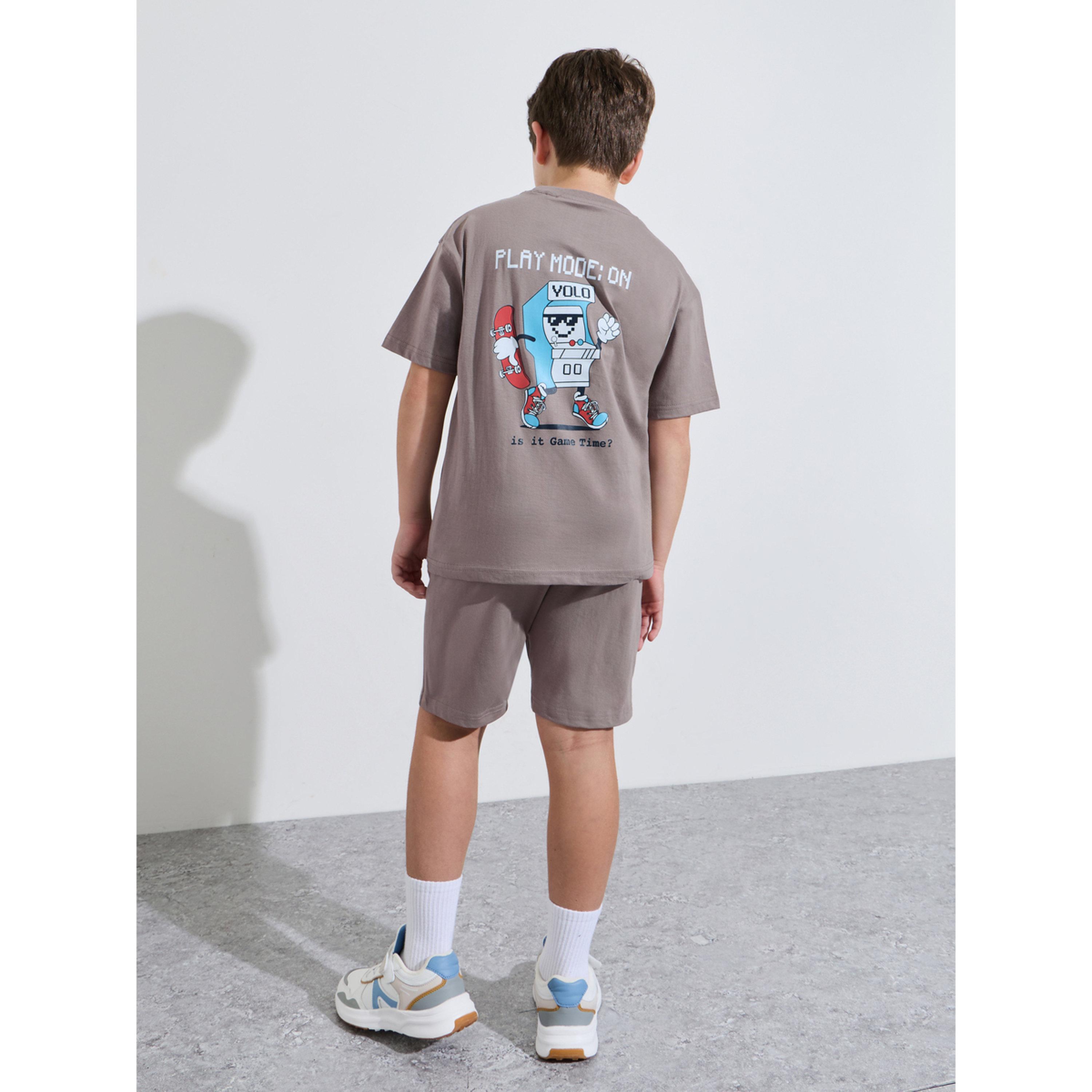 مجموعة من تيشيرت واسع بطبعة جرافيك مع شورت بأربطة للأولاد المراهقين-boys-clothing-setsandcoords-image-3