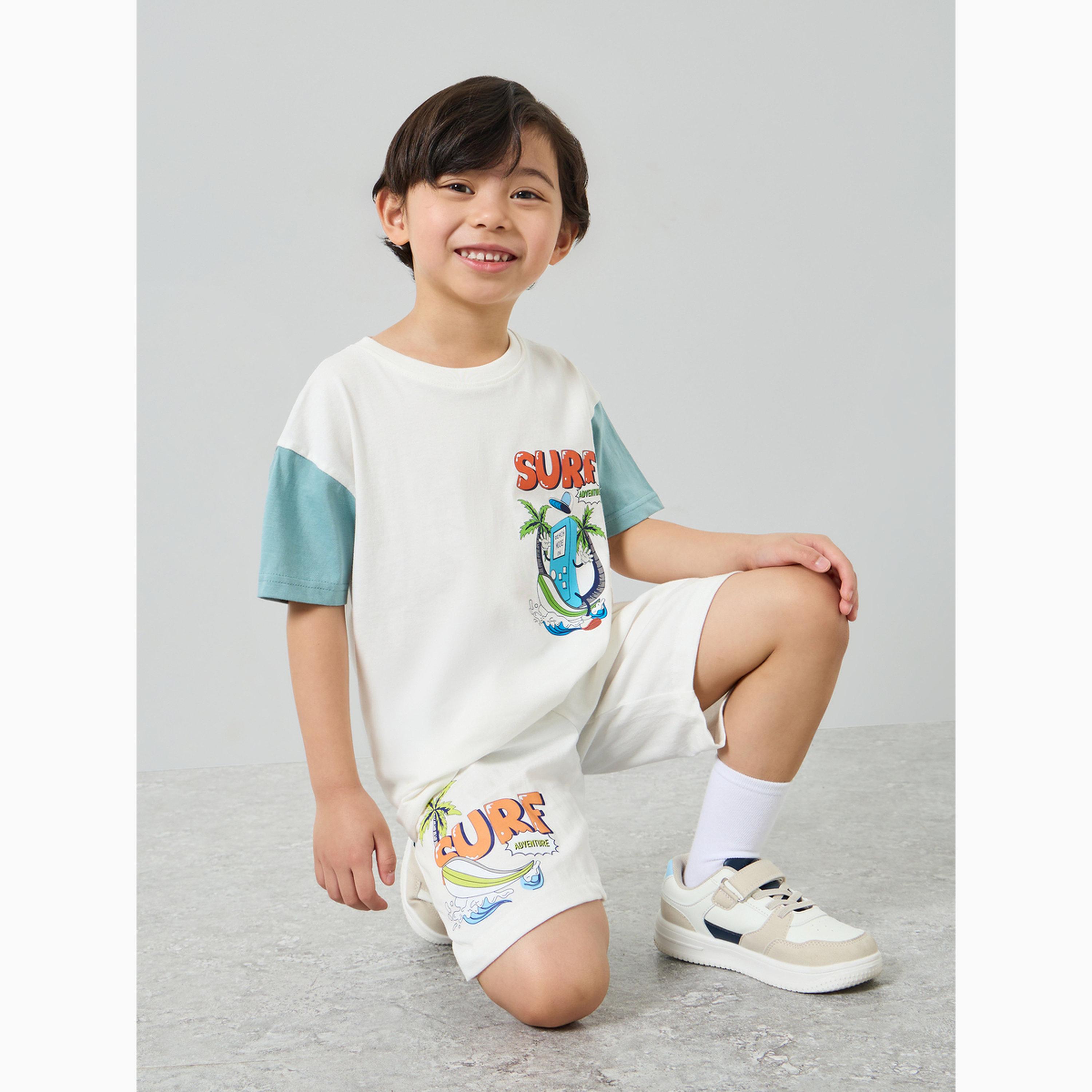 Styli Boys Oversized Drop Shoulder T-Shirt and Shorts Set-boys-clothing-setsandcoords-image-3