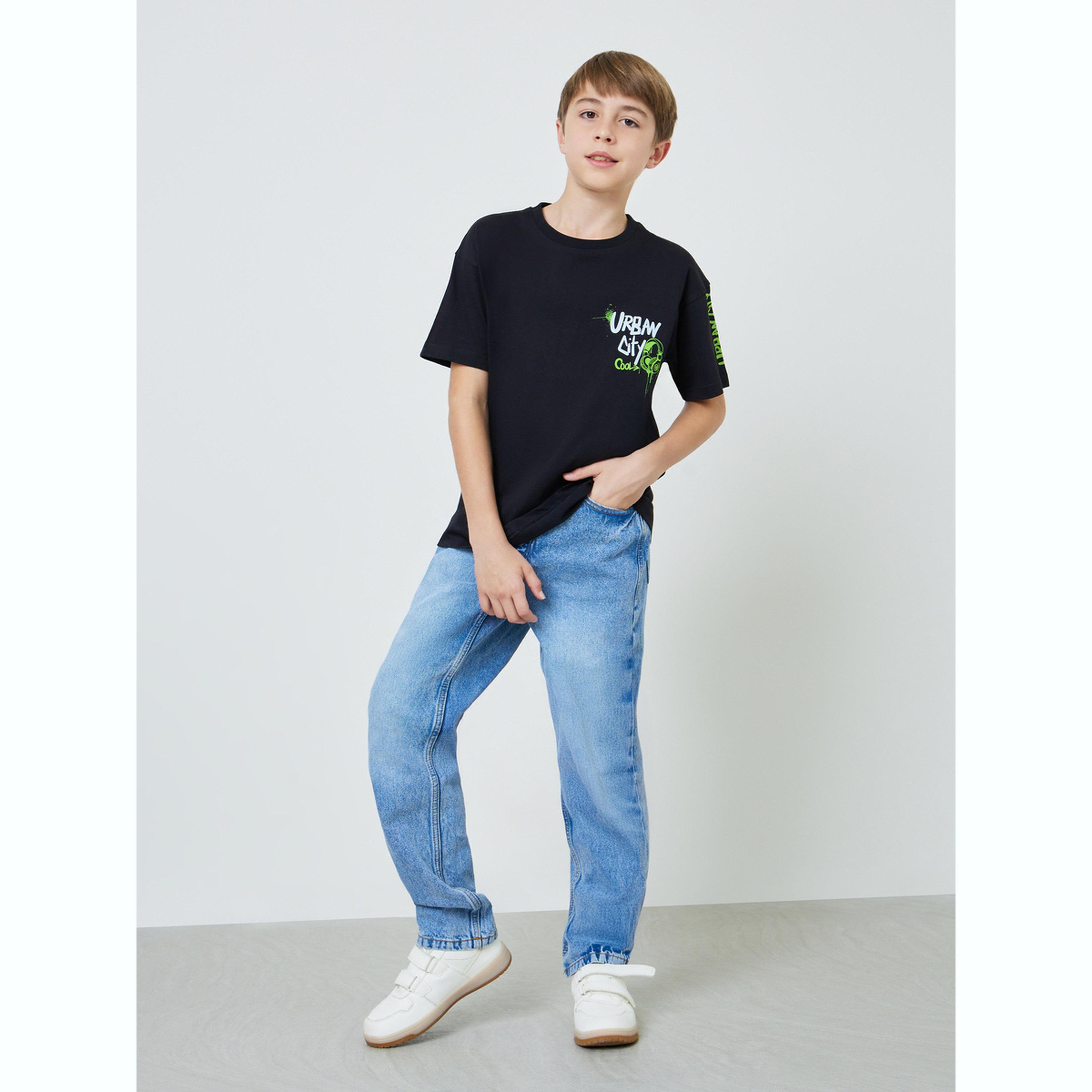 تيشيرت بقصة فضفاضة بطبعة جرافيك للأولاد-boys-clothing-tshirtsandpolos-image-2