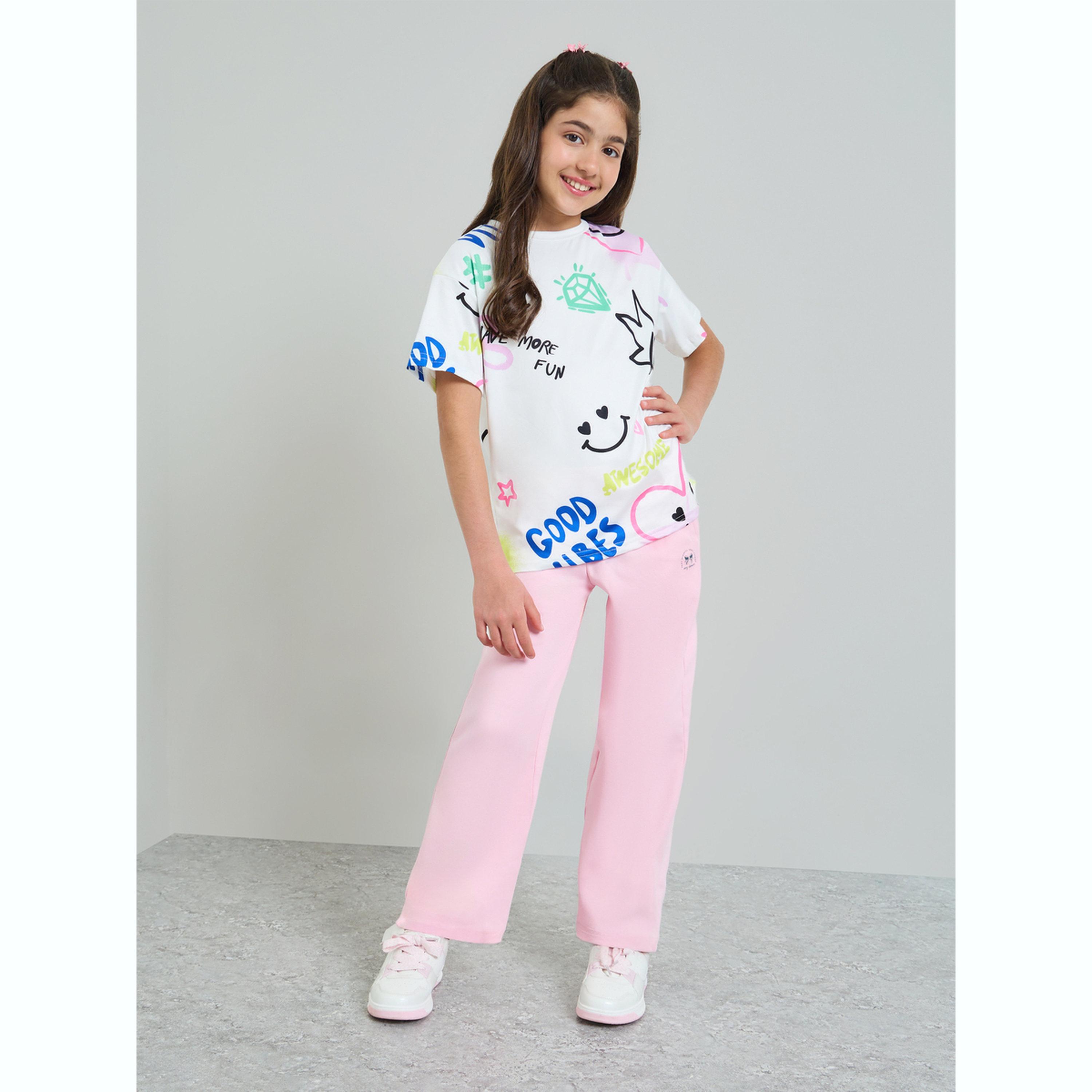 تيشيرت واسع بطبعة غرافيتي للبنات-girls-clothing-tshirts-image-2