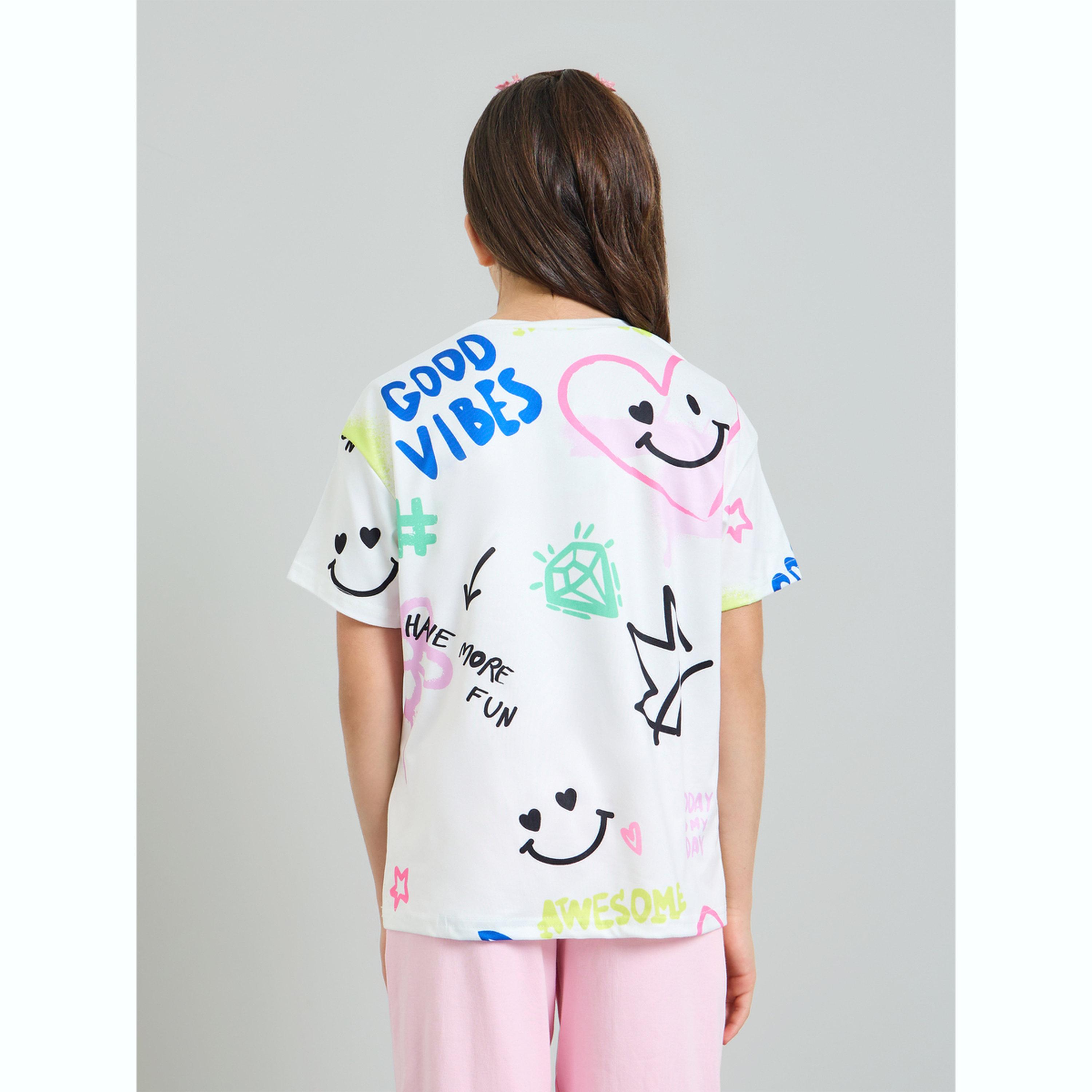 Styli Teen Girls Graffiti Print Oversized T-Shirt-girls-clothing-tshirts-image-3