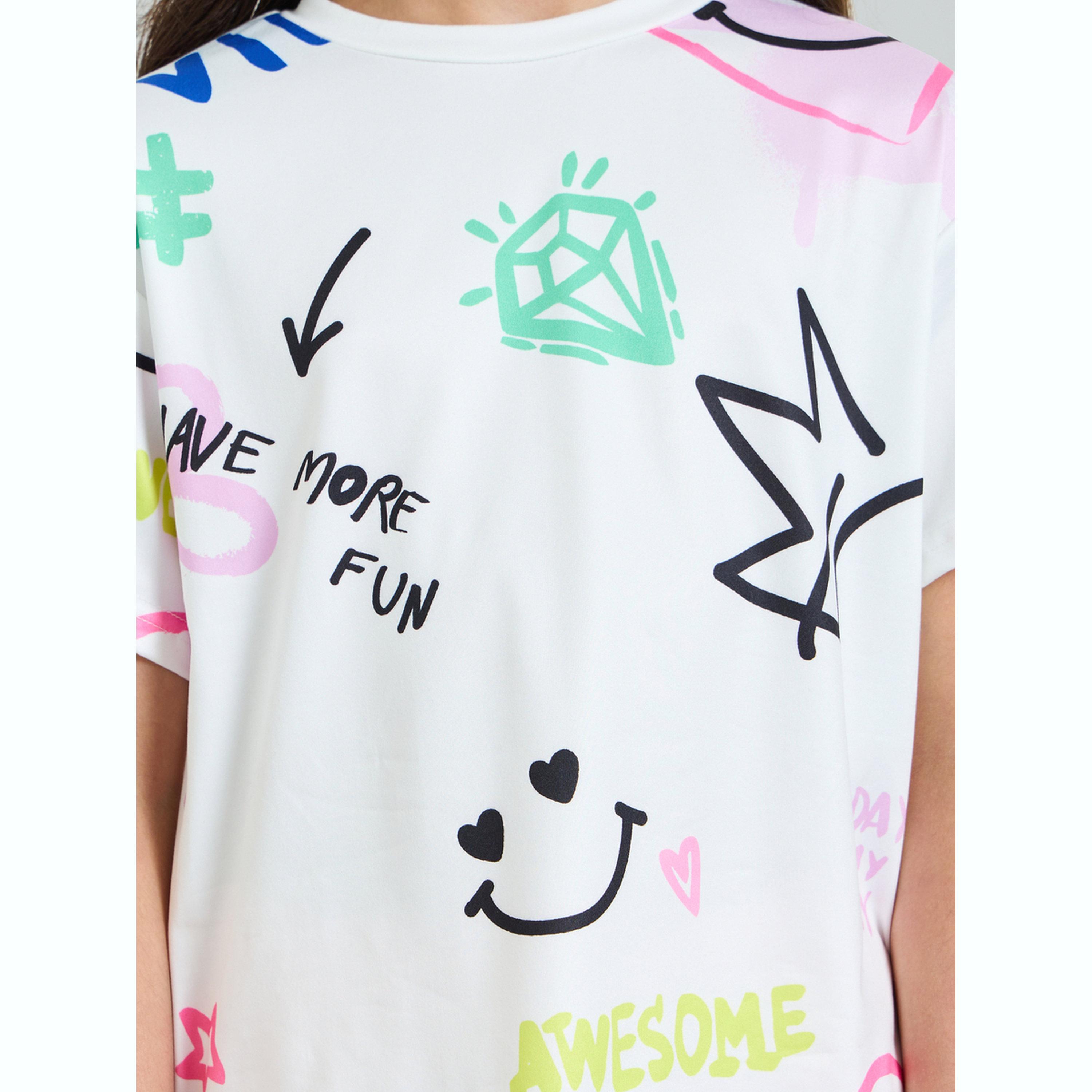 Styli Teen Girls Graffiti Print Oversized T-Shirt-girls-clothing-tshirts-image-4