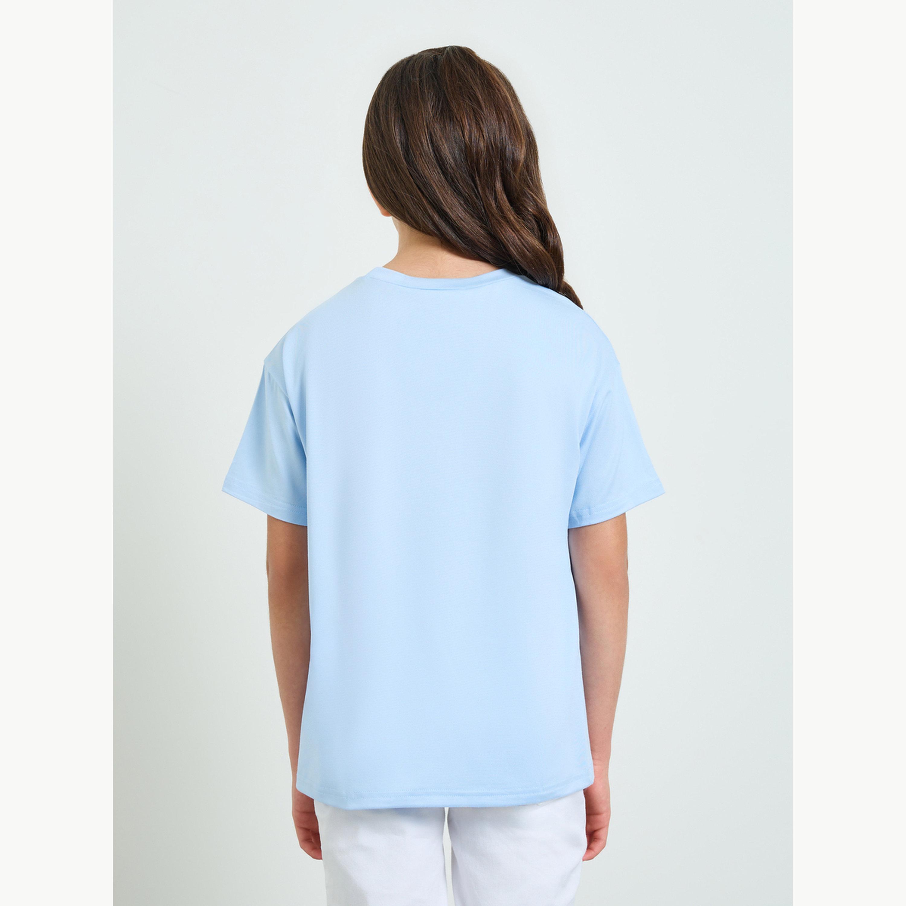تيشيرت فضفاض بطبعة جرافيك توليب للبنات-girls-clothing-tshirts-image-3