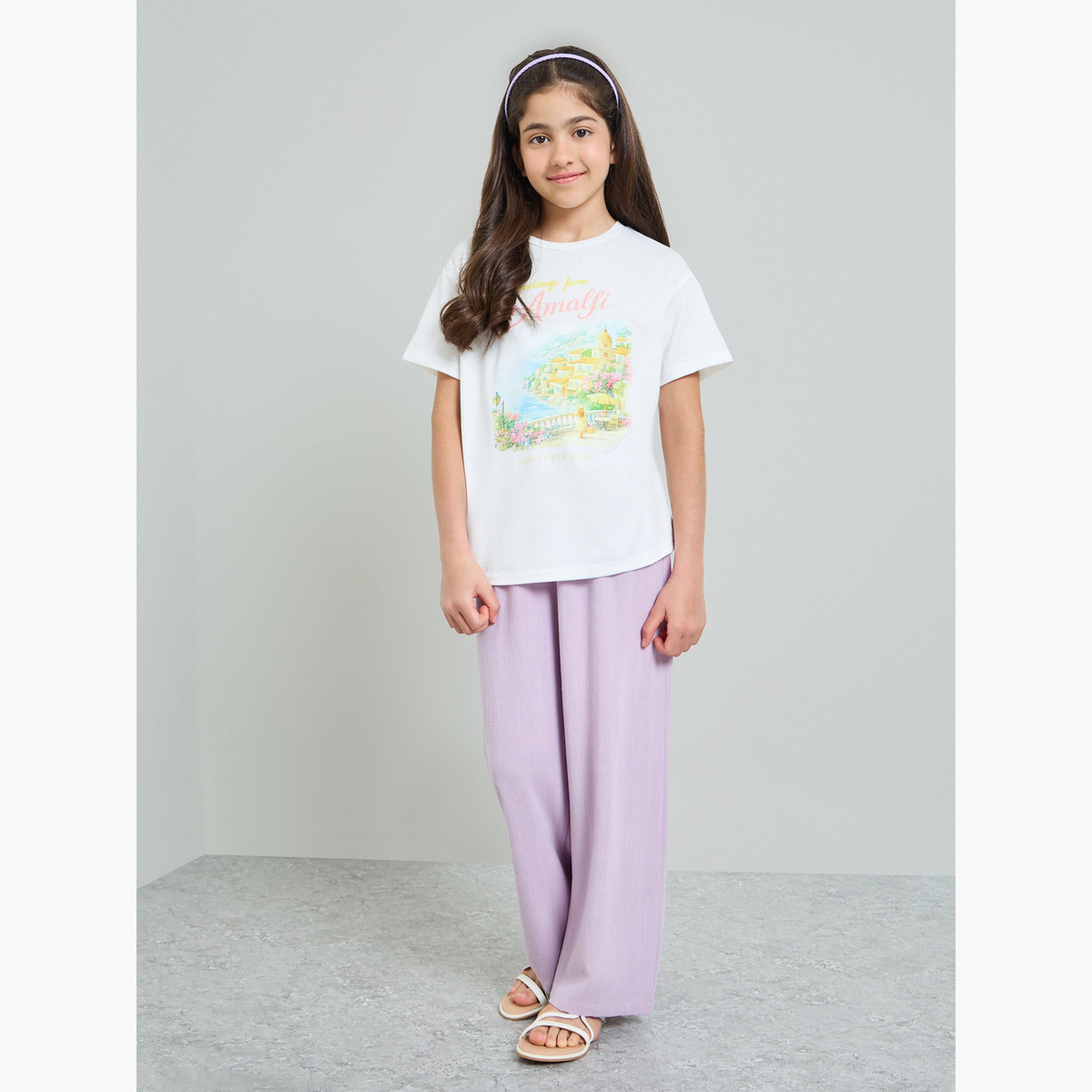 تيشيرت فضفاض بطبعة جرافيك للبنات المراهقات-girls-clothing-tshirts-image-2