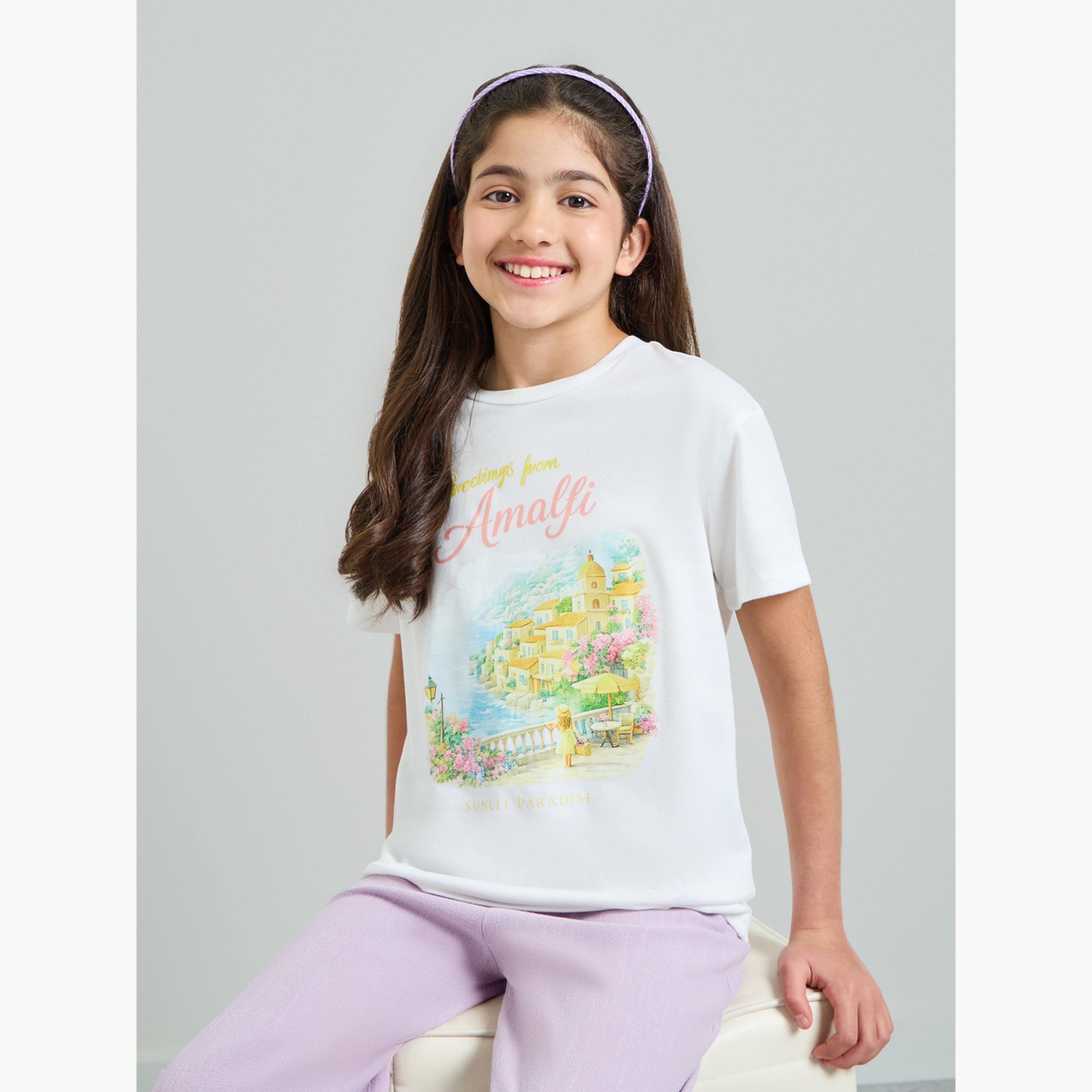 تيشيرت فضفاض بطبعة جرافيك للبنات المراهقات-girls-clothing-tshirts-image-3