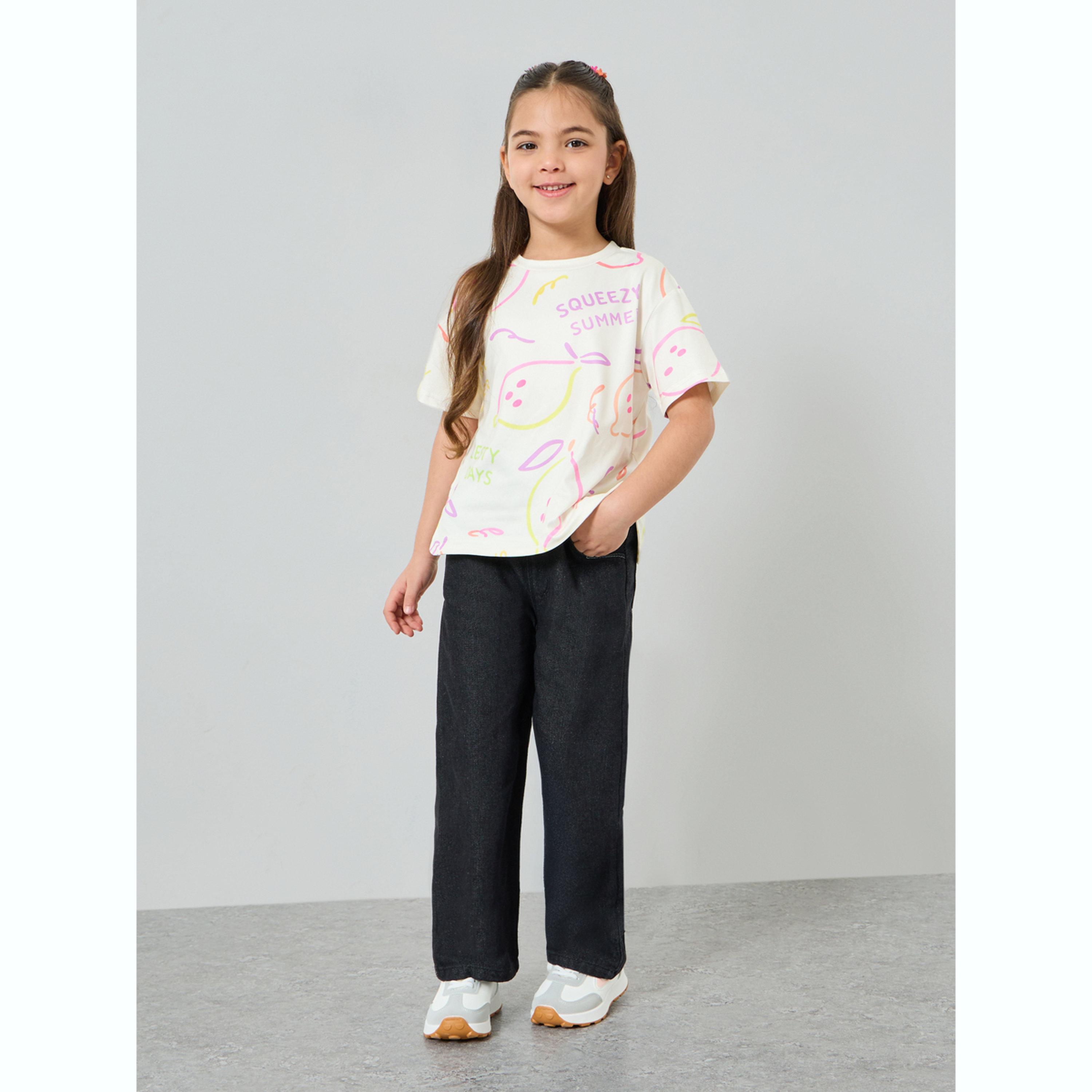 Styli Girls Printed Drop Shoulder Sleeve T-Shirt-girls-clothing-tshirts-image-2
