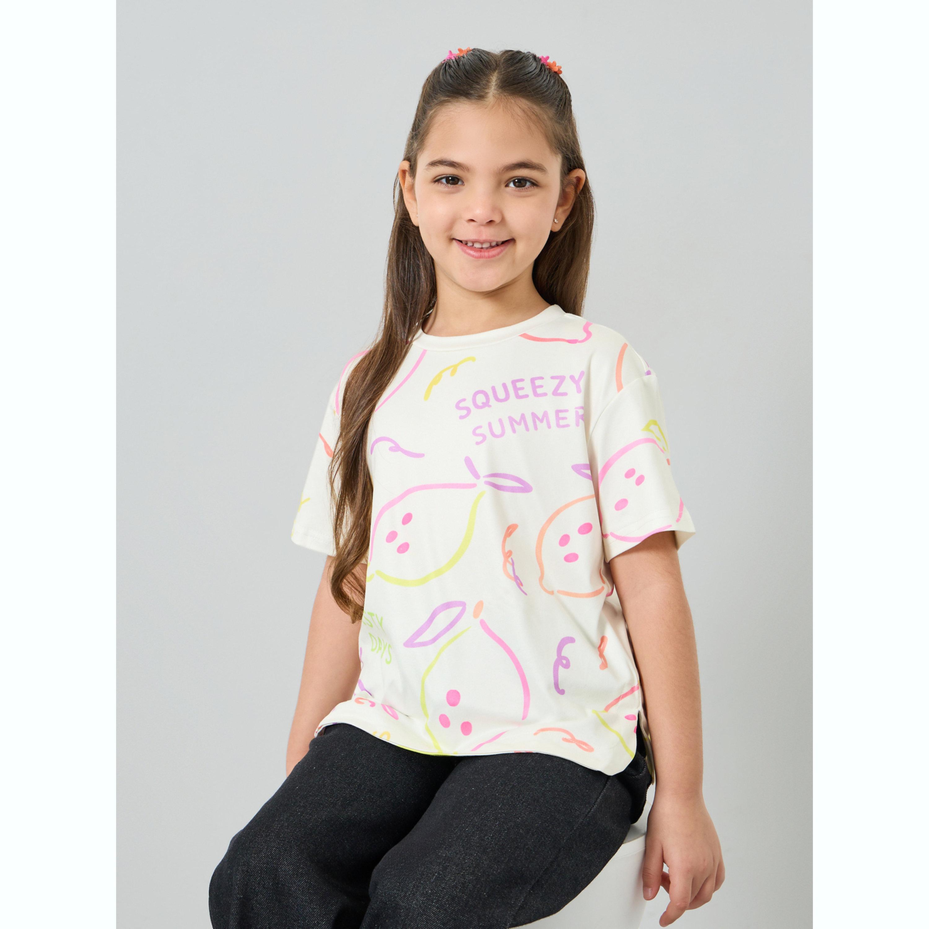 Styli Girls Printed Drop Shoulder Sleeve T-Shirt-girls-clothing-tshirts-image-3