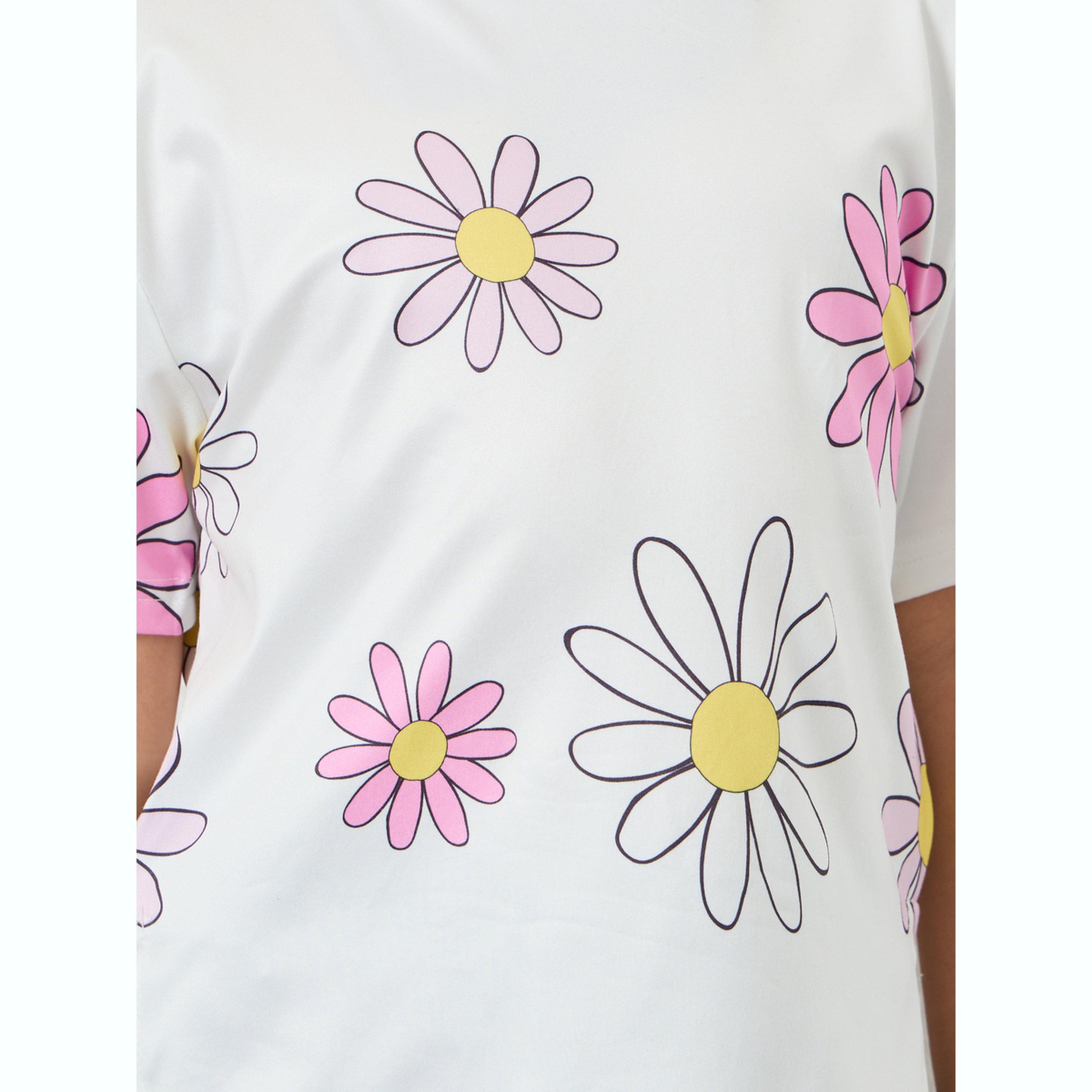 تيشيرت بقصة عادية وطبعة أزهار للبنات-girls-clothing-tshirts-image-4