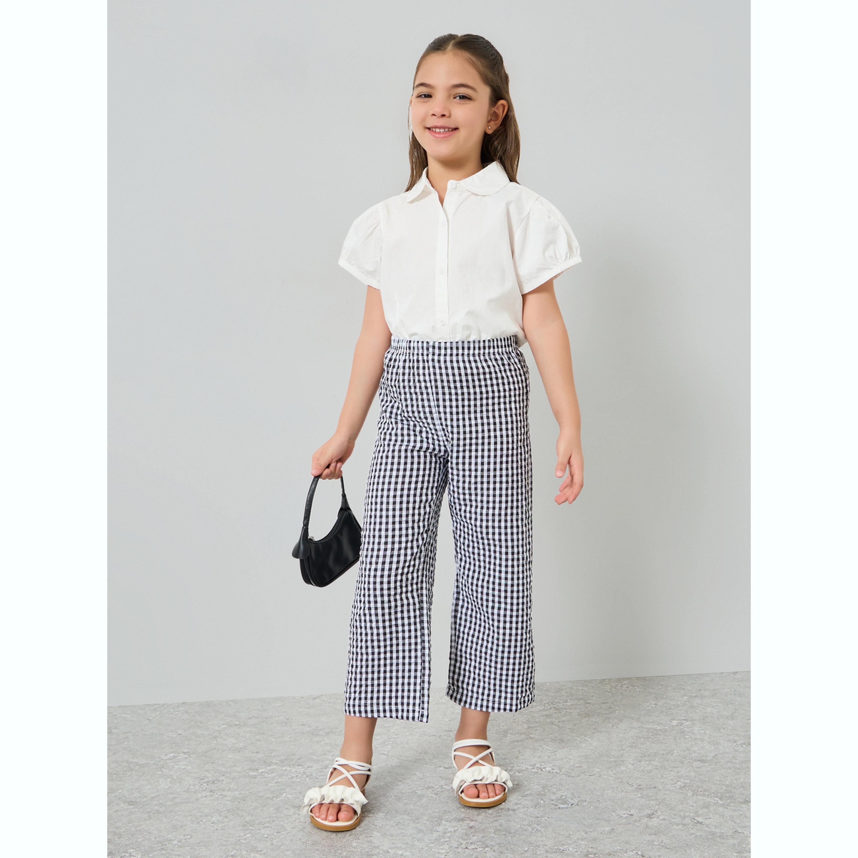 Styli Girls Black Gingham Check Culottes-girls-clothing-bottoms-trousers-image-2