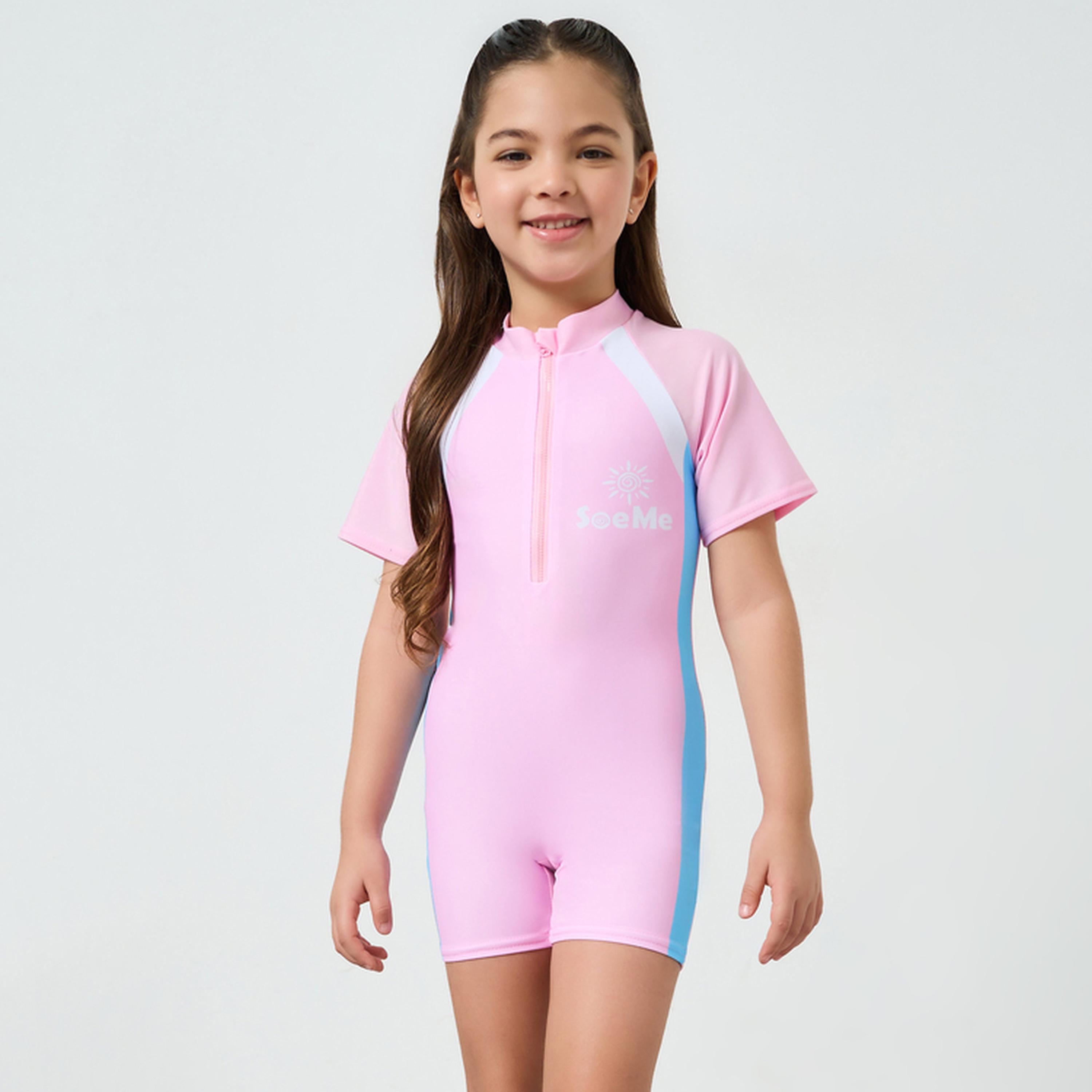 ملابس سباحة بأكمام قصيرة بناتي-girls-clothing-swimwear-image-1