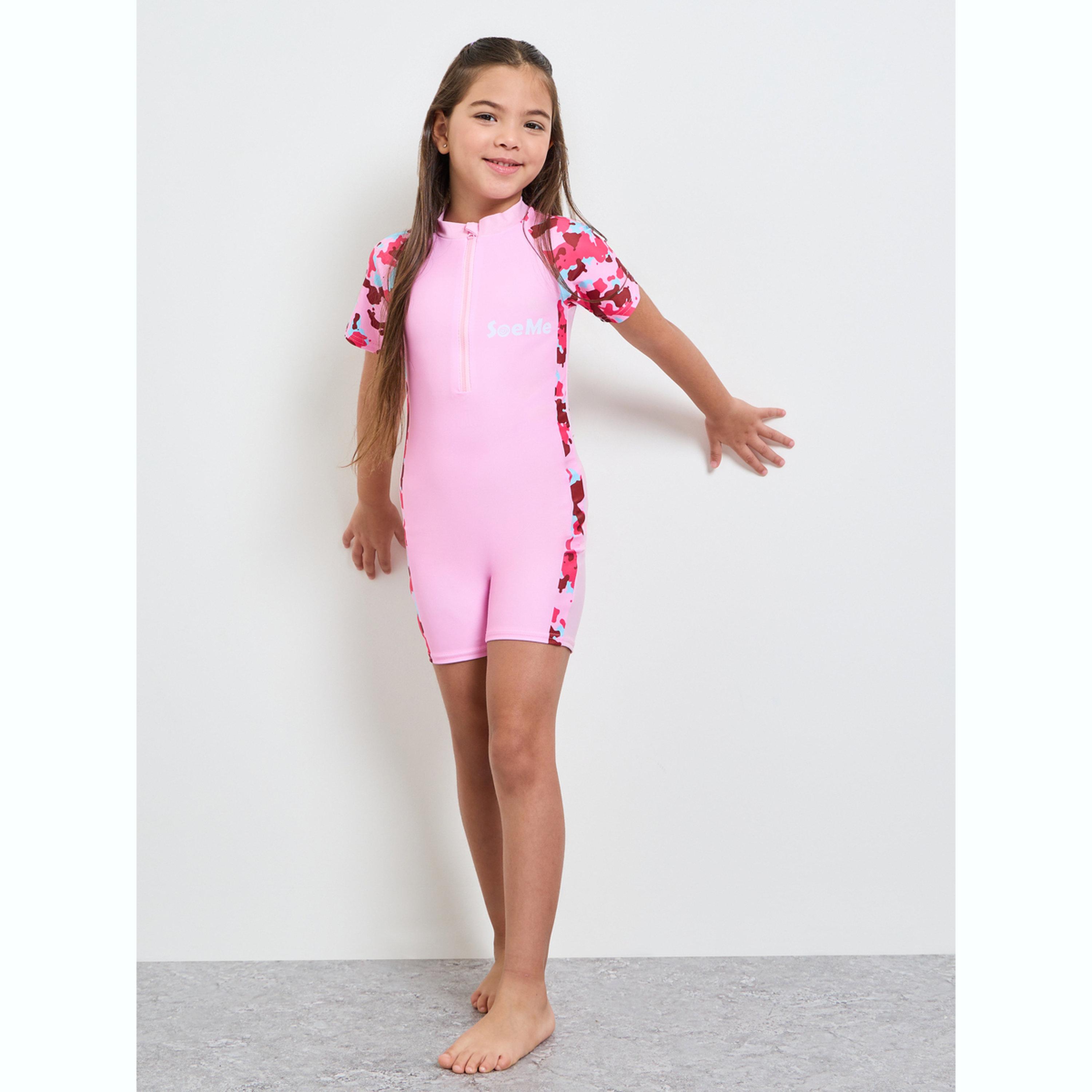 Styli Girls Side Panel Print Swimsuit with Quarter Zip-girls-clothing-swimwear-image-2