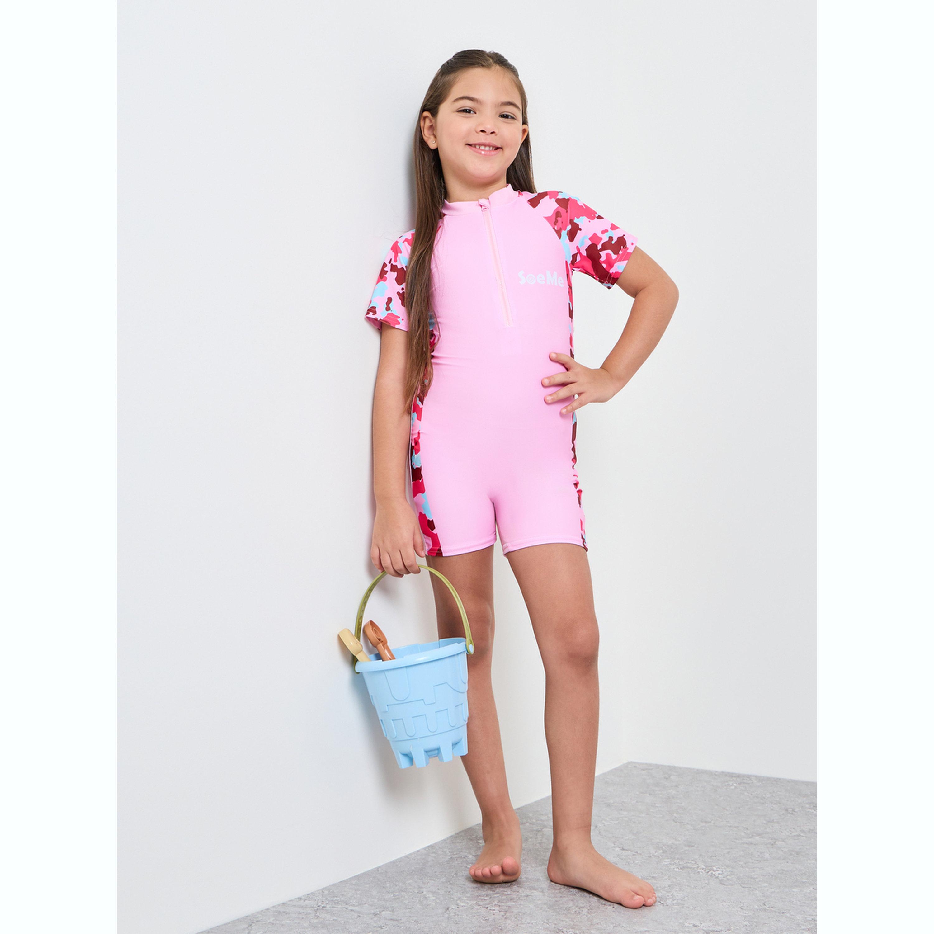 Styli Girls Side Panel Print Swimsuit with Quarter Zip-girls-clothing-swimwear-image-3