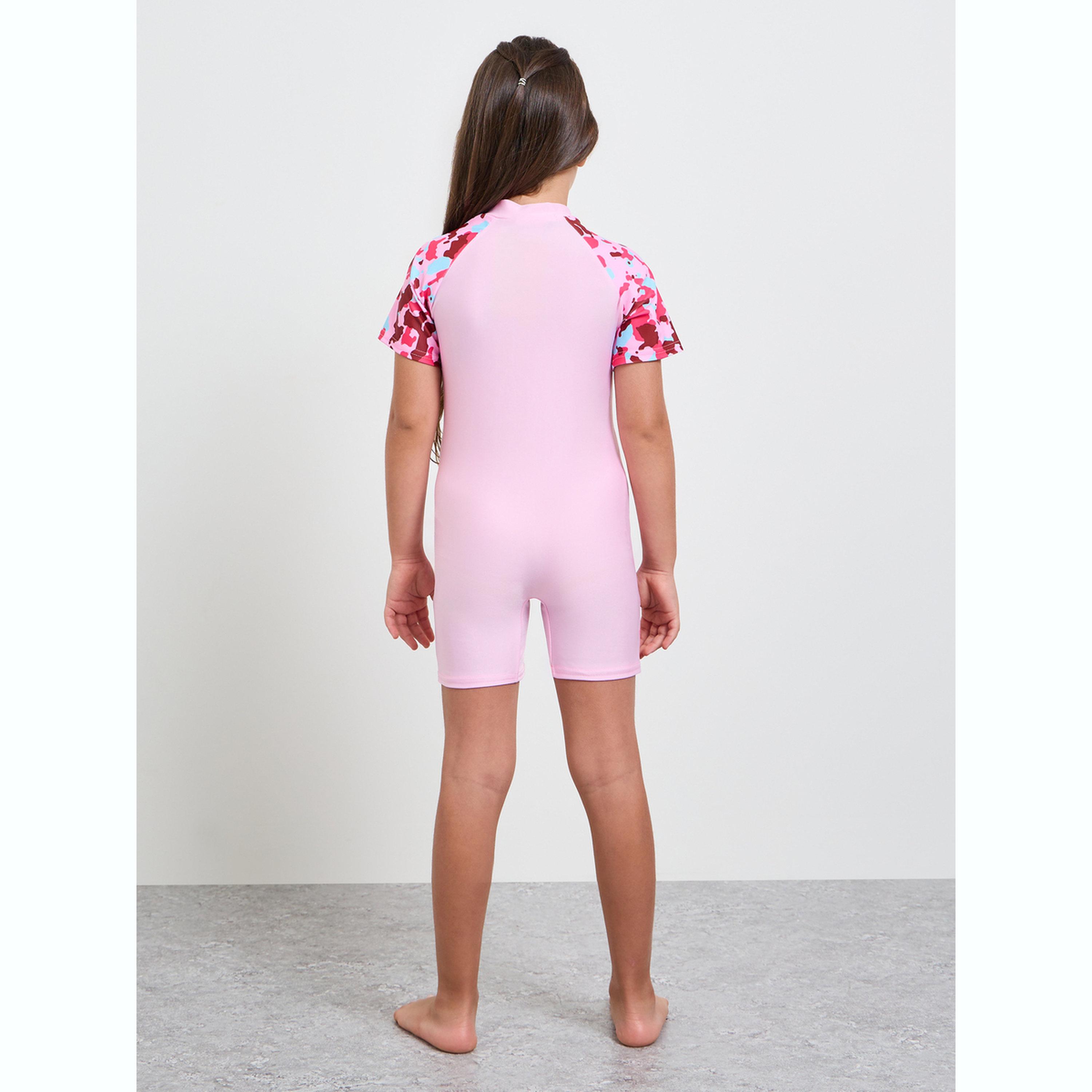 Styli Girls Side Panel Print Swimsuit with Quarter Zip-girls-clothing-swimwear-image-4
