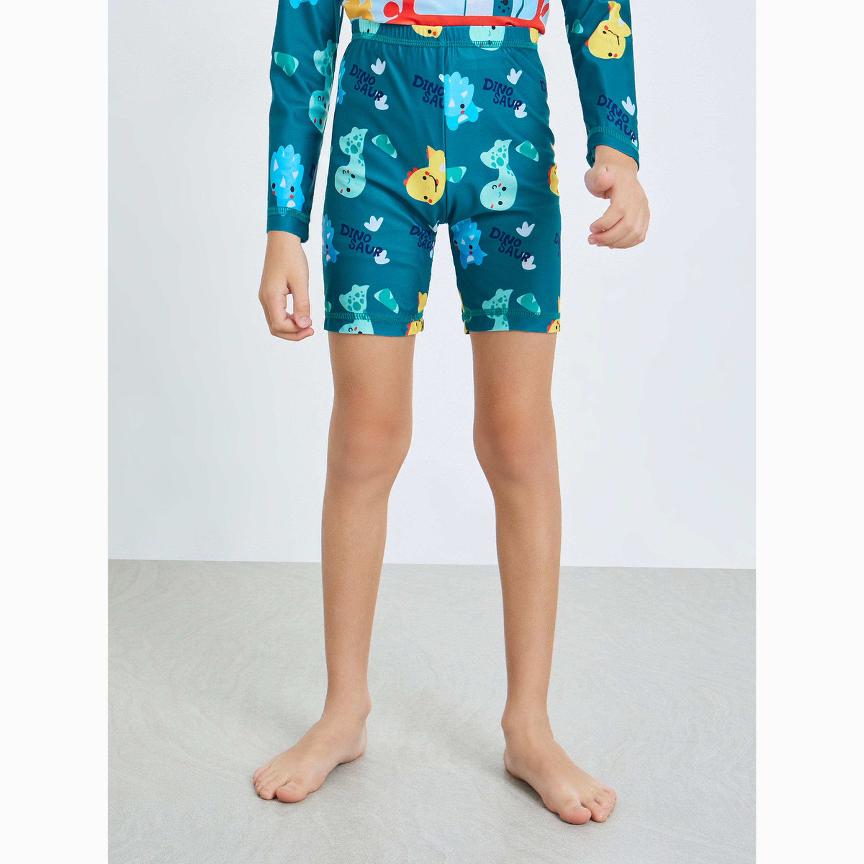 Styli Kids Blue Dinosaur Print Swimsuit Set-boys-clothing-swimwear-image-4