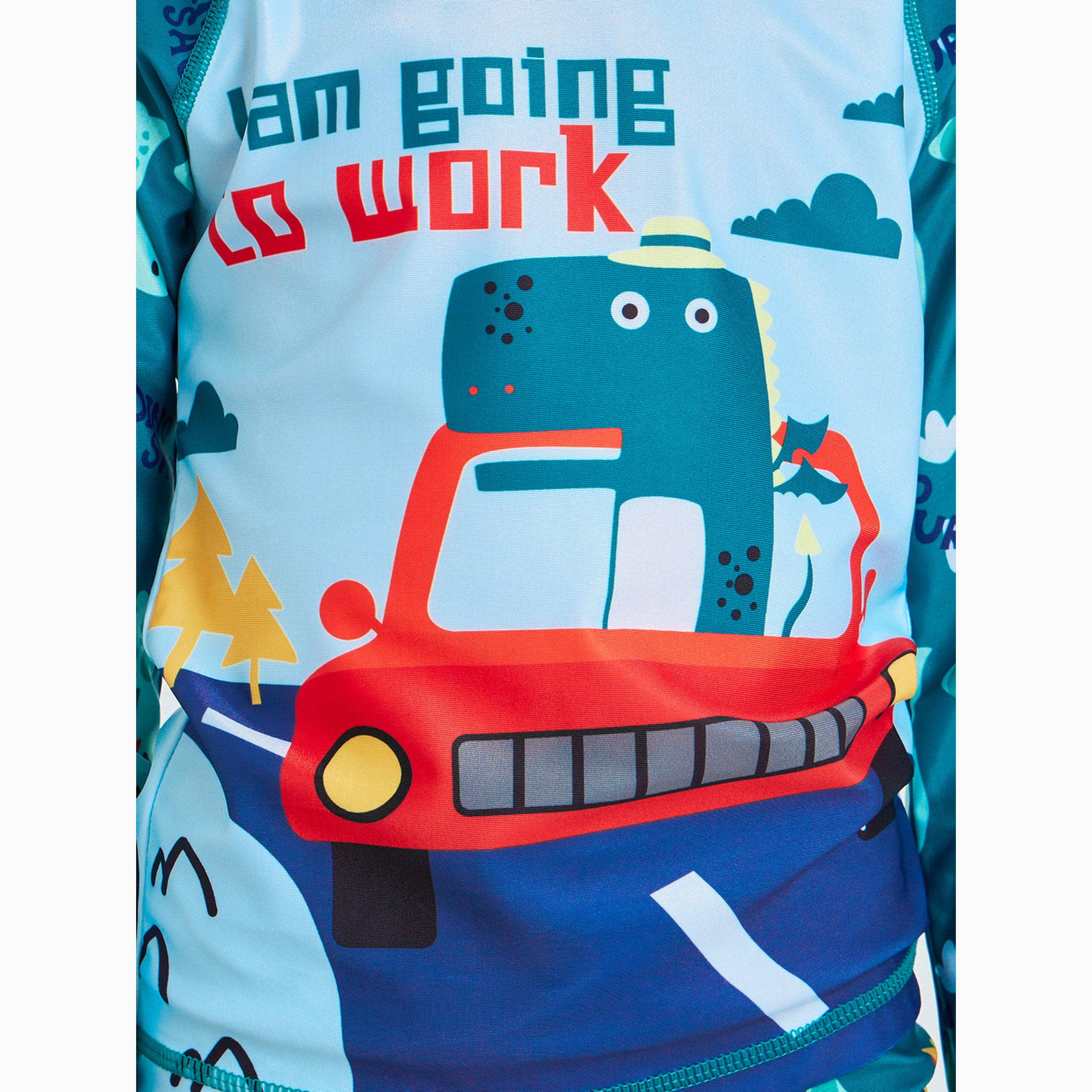 Styli Kids Blue Dinosaur Print Swimsuit Set-boys-clothing-swimwear-image-5