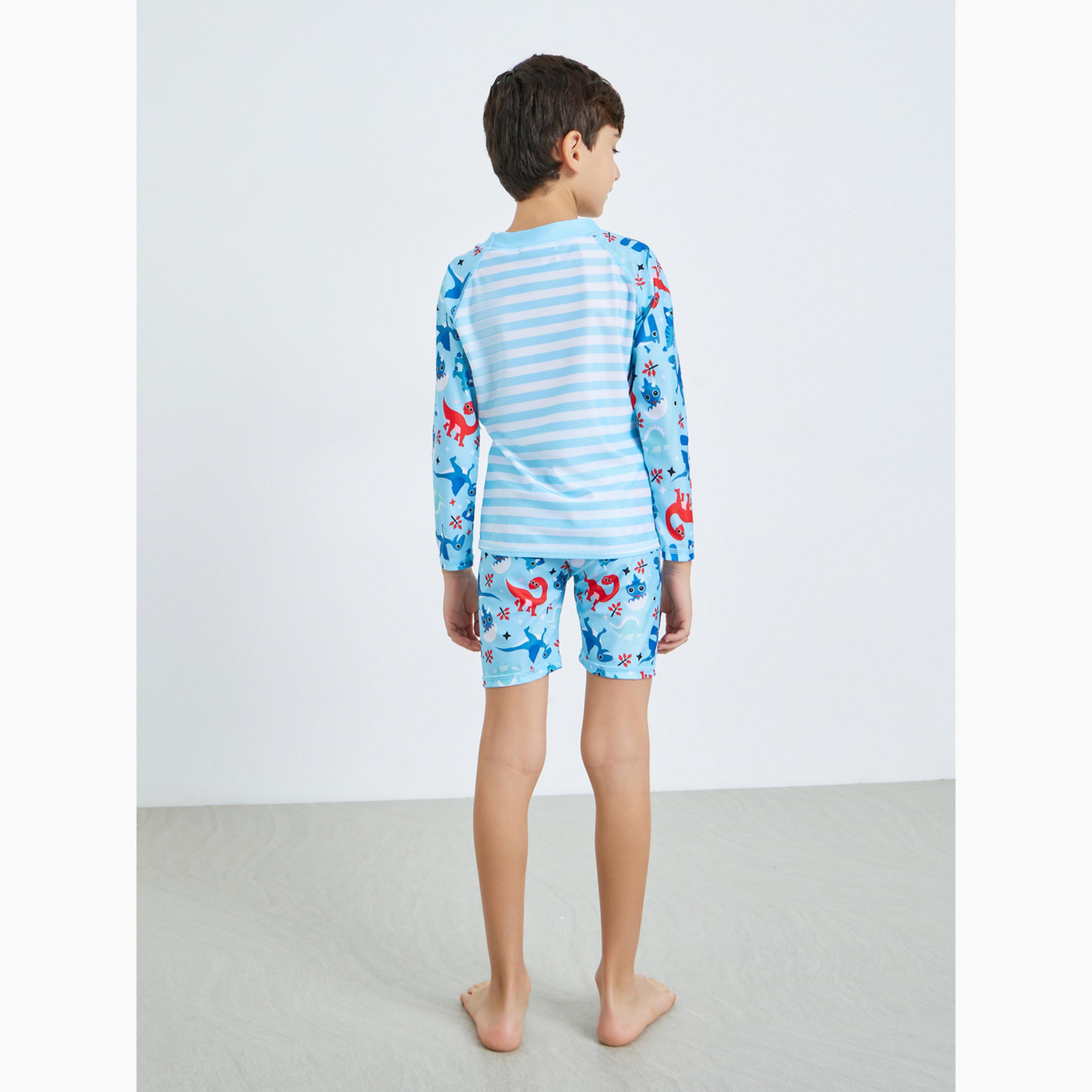 مجموعة ملابس سباحة بطبعات ديناصور للأطفال-boys-clothing-swimwear-image-3