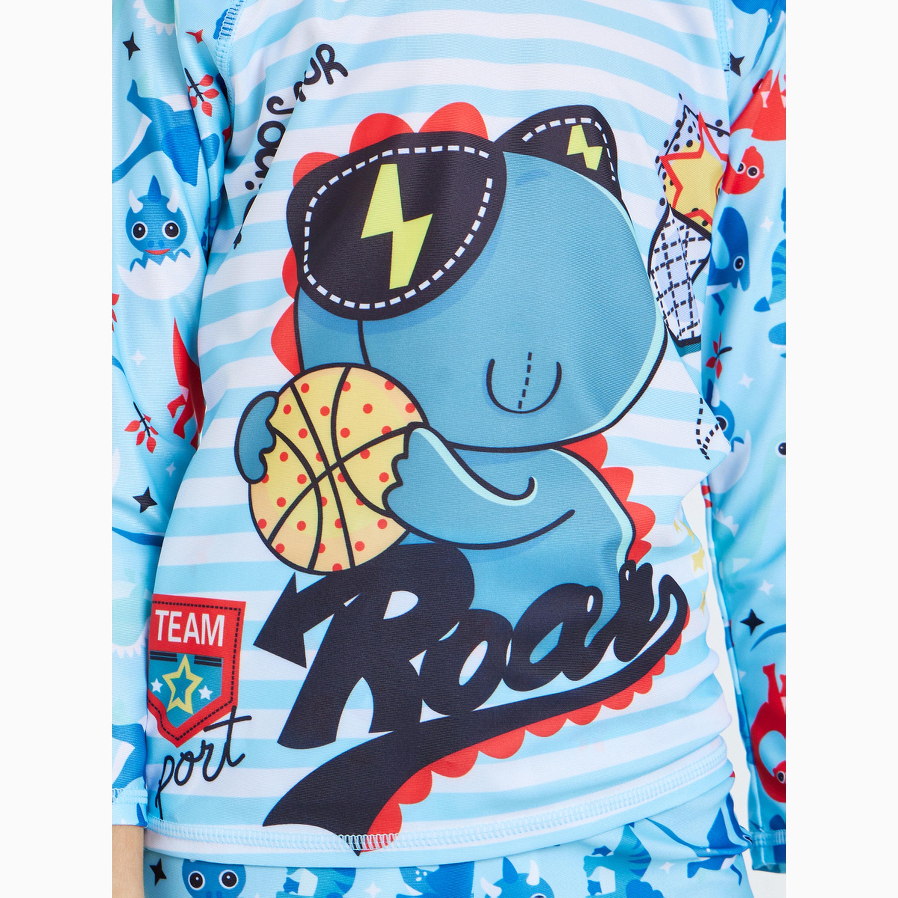 Styli Kids Blue Dinosaur Print Swimsuit Set-boys-clothing-swimwear-image-5