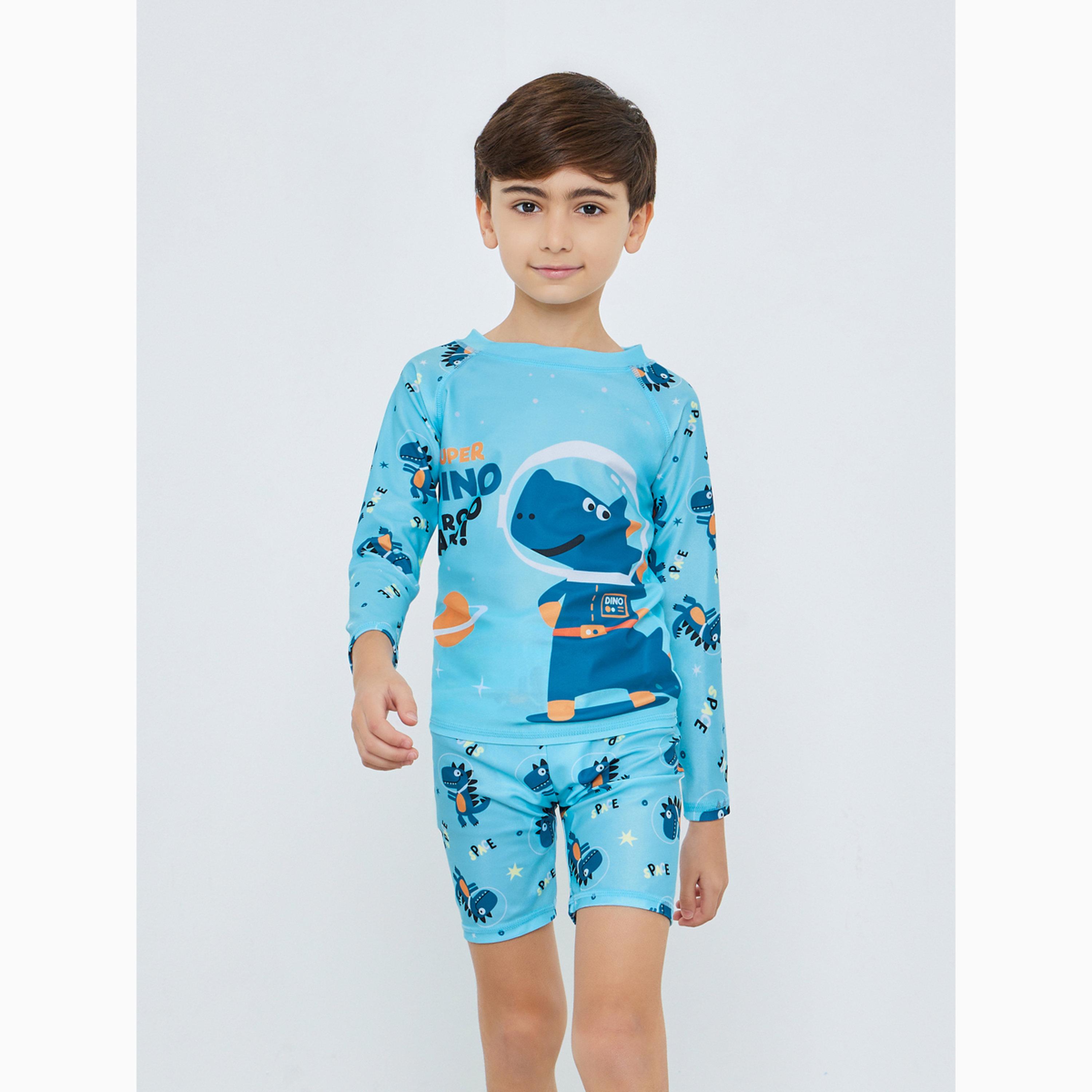 مجموعة ملابس سباحة بطبعات ديناصور للأطفال-boys-clothing-swimwear-image-1
