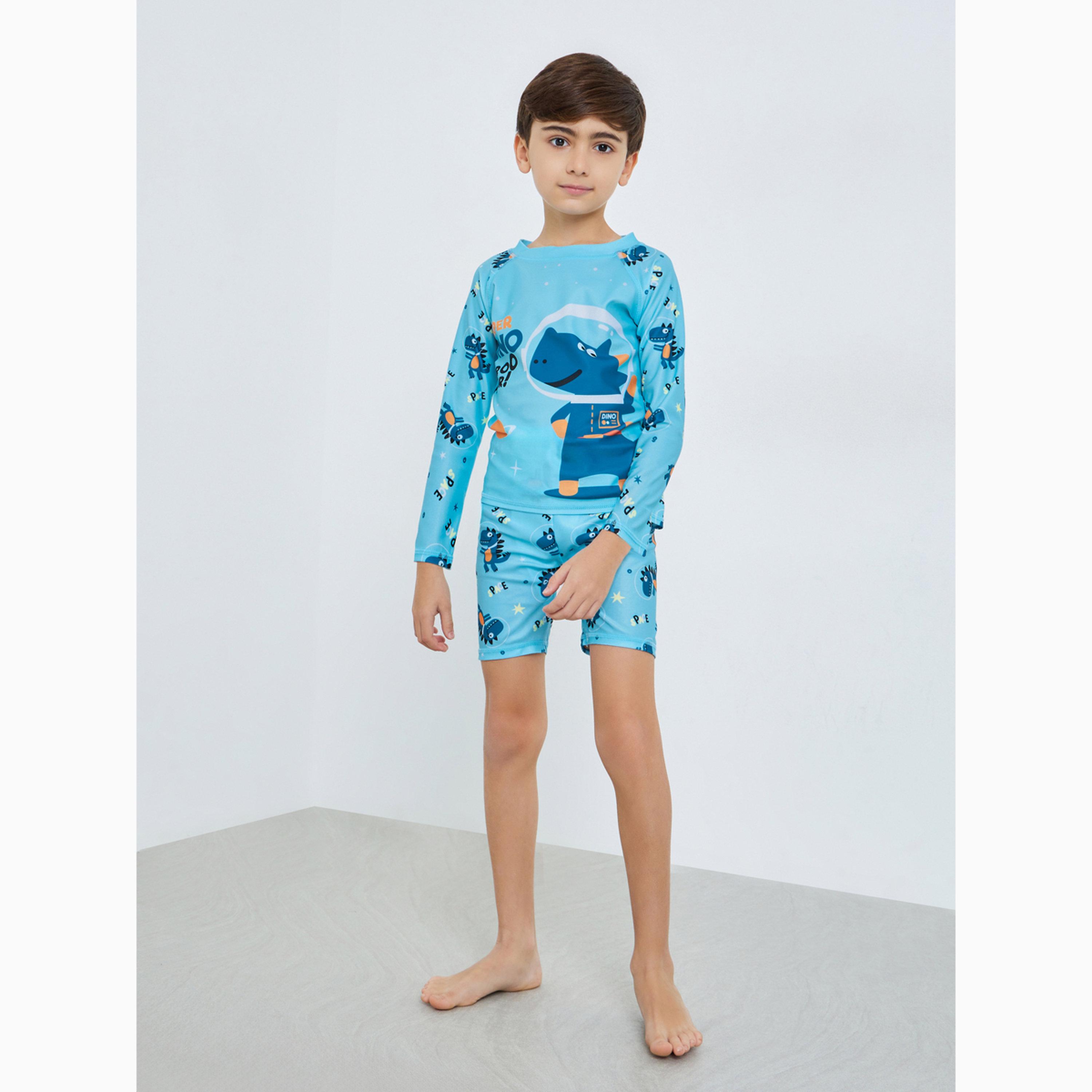 مجموعة ملابس سباحة بطبعات ديناصور للأطفال-boys-clothing-swimwear-image-2