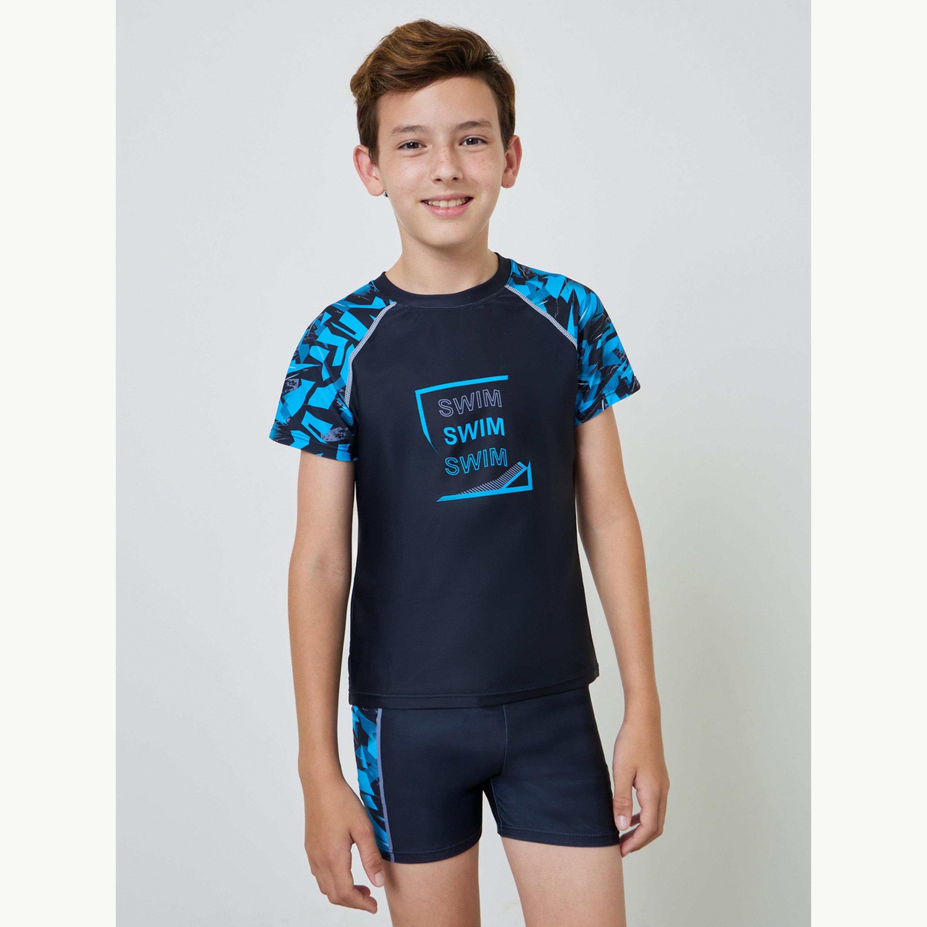 طقم سباحة من 3 - تيشيرت وشورت مع كاب للأولاد-boys-clothing-swimwear-image-1