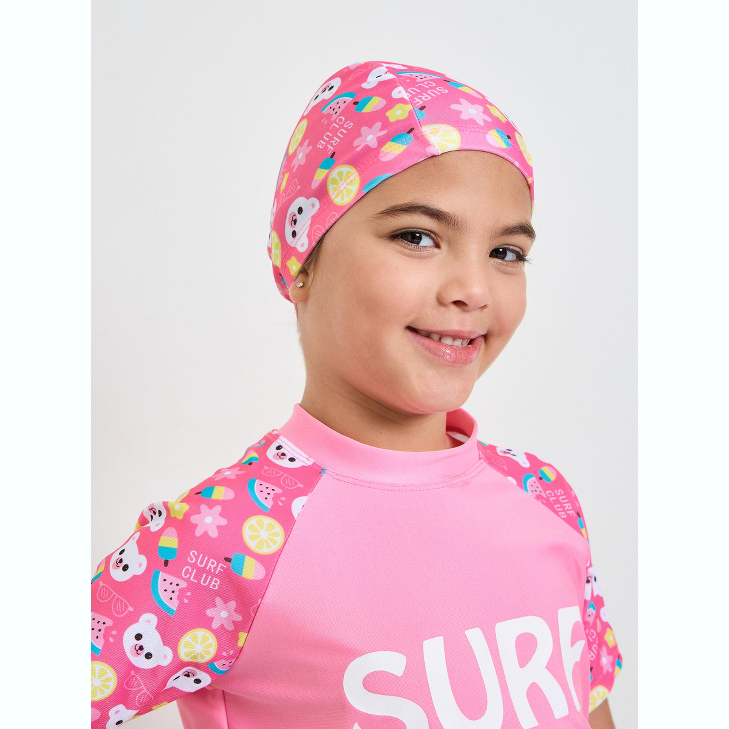 Styli Pack of 3 - Printed T-Shirt, Shorts and Cap Swim Set-girls-clothing-swimwear-image-4
