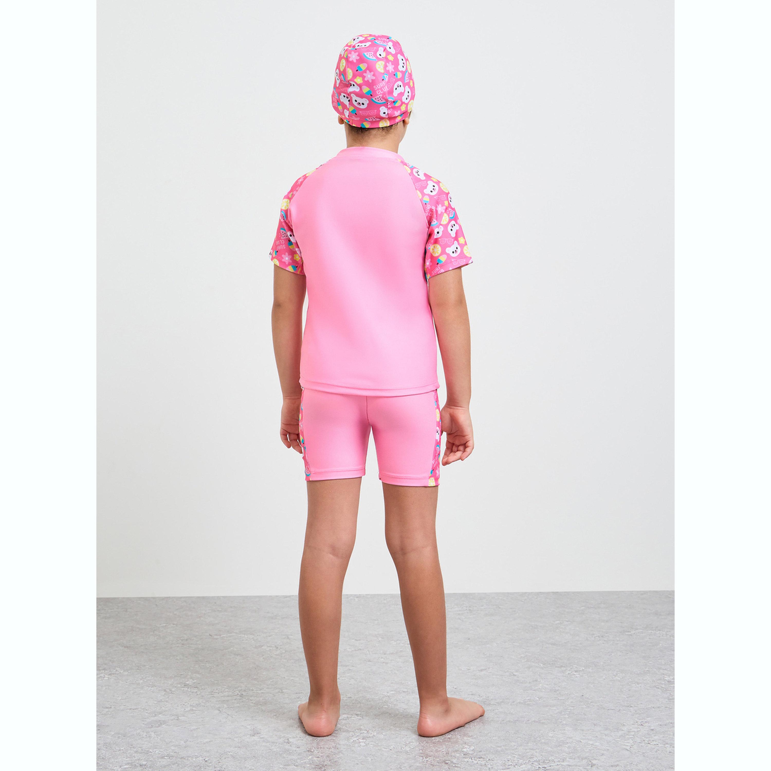 Styli Pack of 3 - Printed T-Shirt, Shorts and Cap Swim Set-girls-clothing-swimwear-image-6