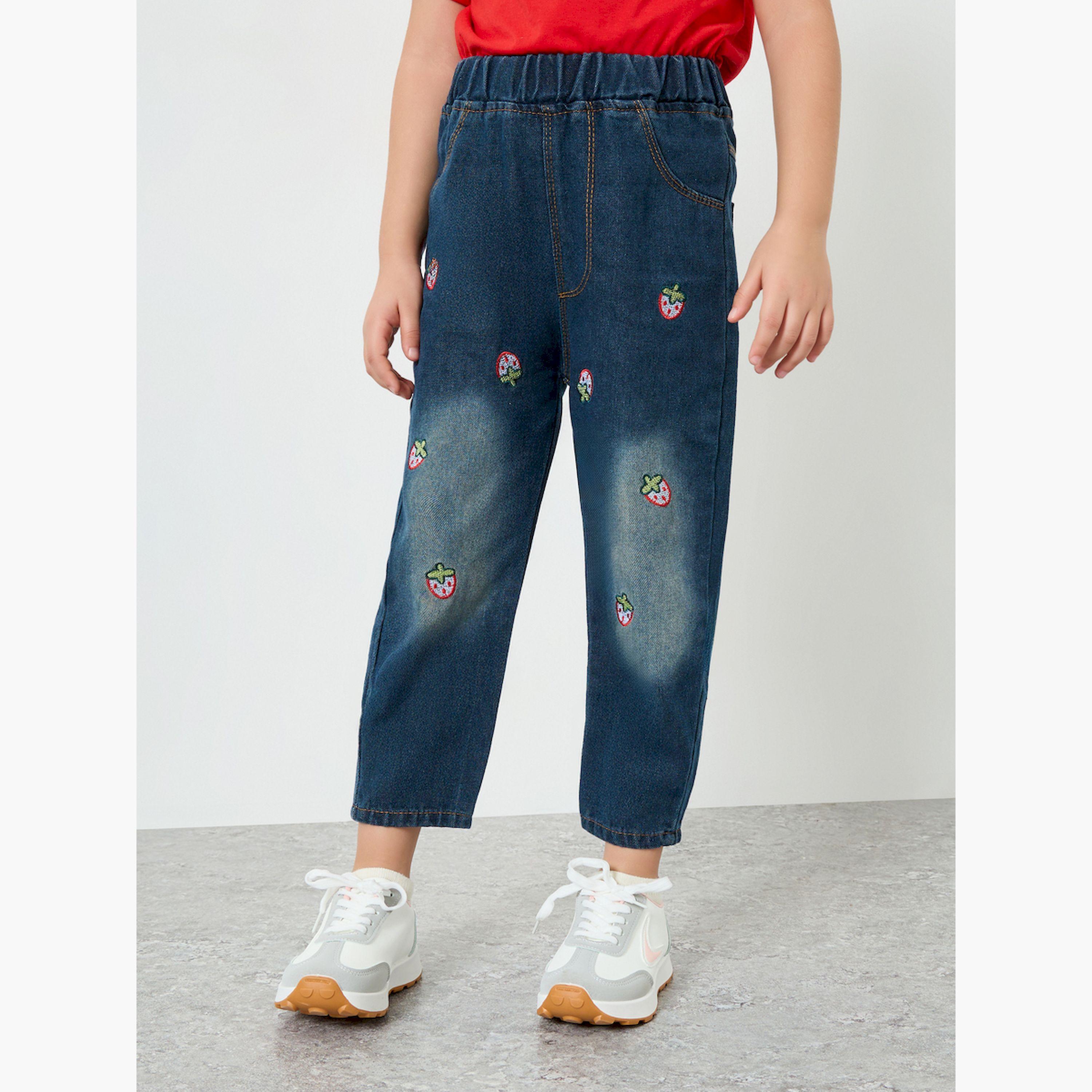 جينز بناتي مطرز بفراولة-girls-clothing-bottoms-jeansandjeggings-image-1