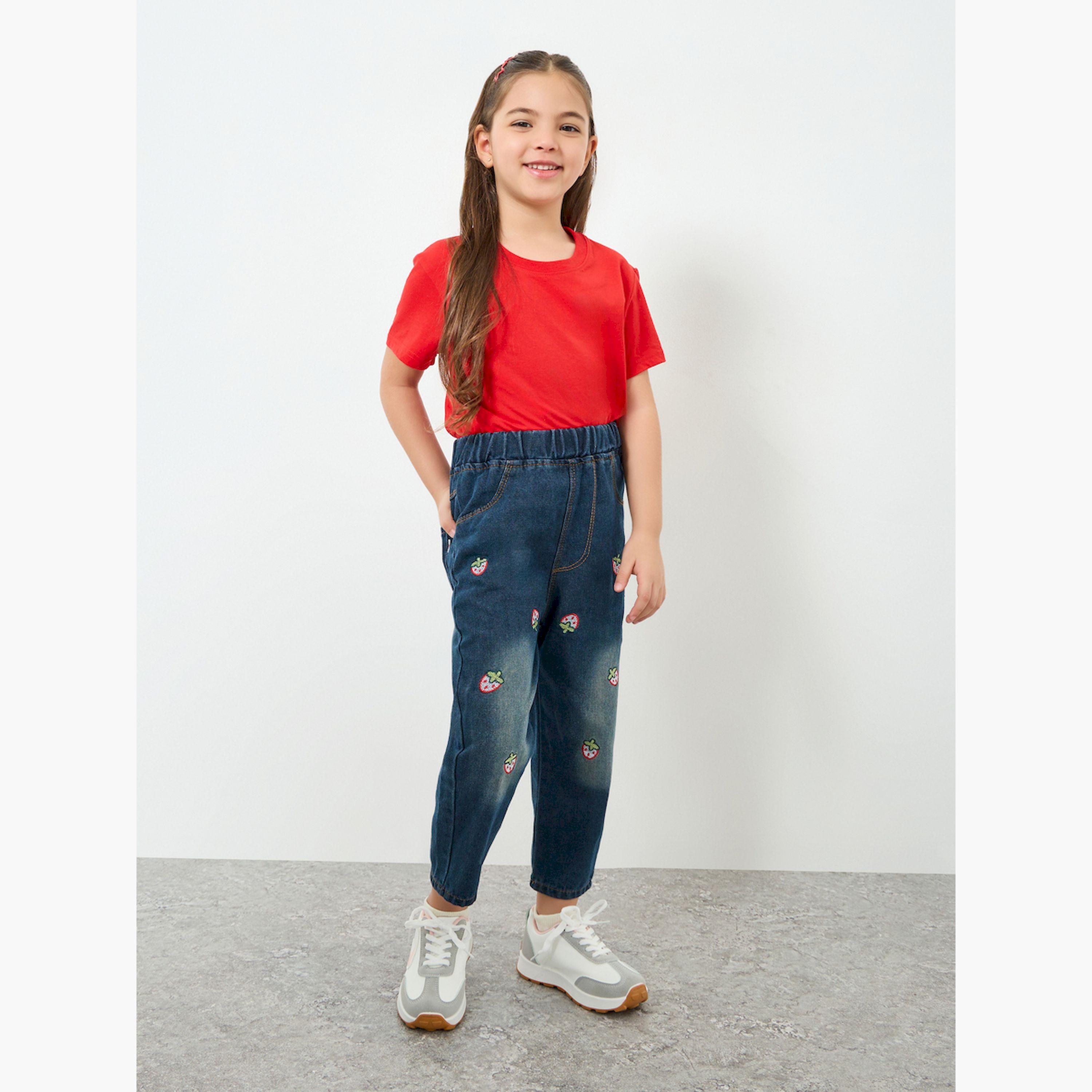 جينز بناتي مطرز بفراولة-girls-clothing-bottoms-jeansandjeggings-image-2