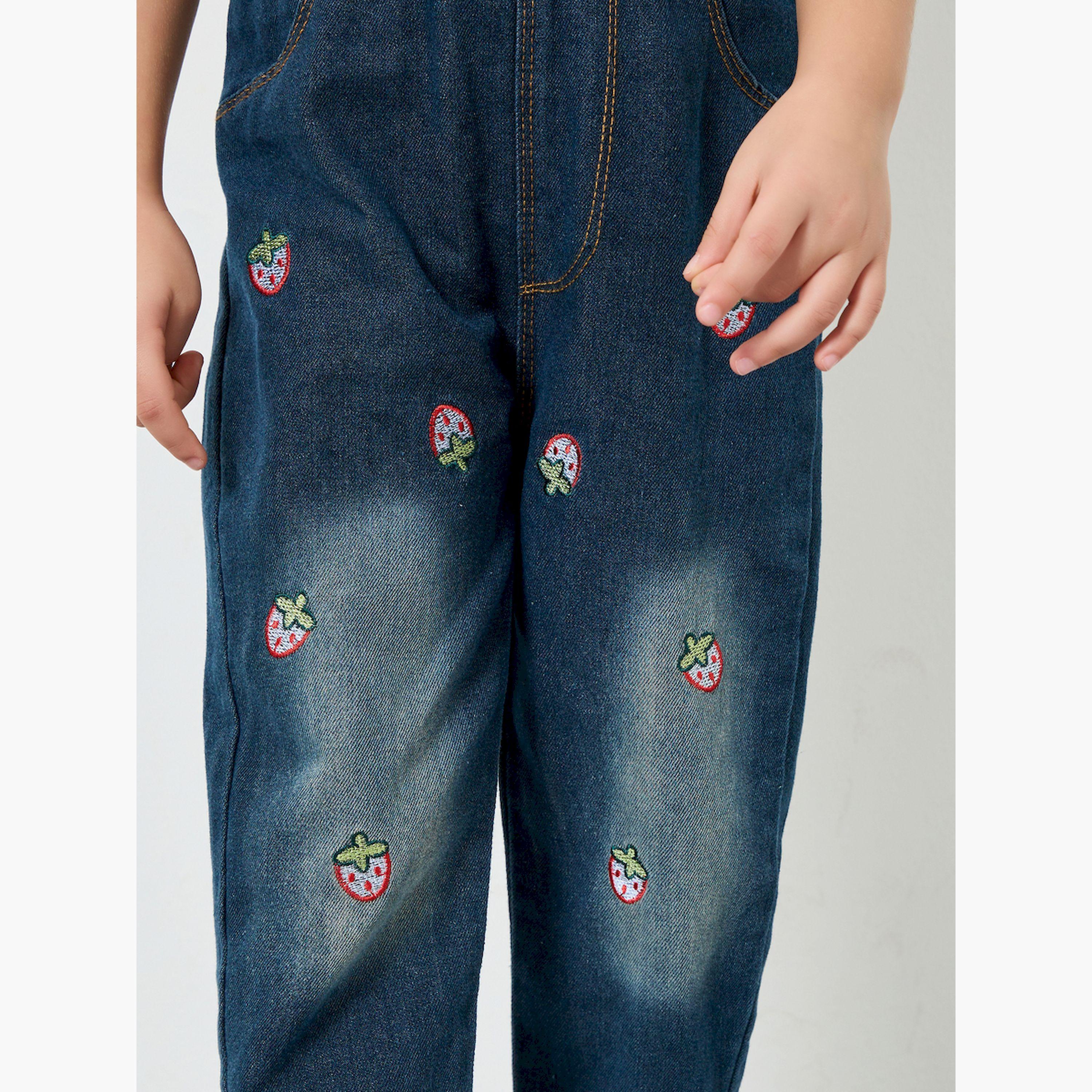 جينز بناتي مطرز بفراولة-girls-clothing-bottoms-jeansandjeggings-image-4