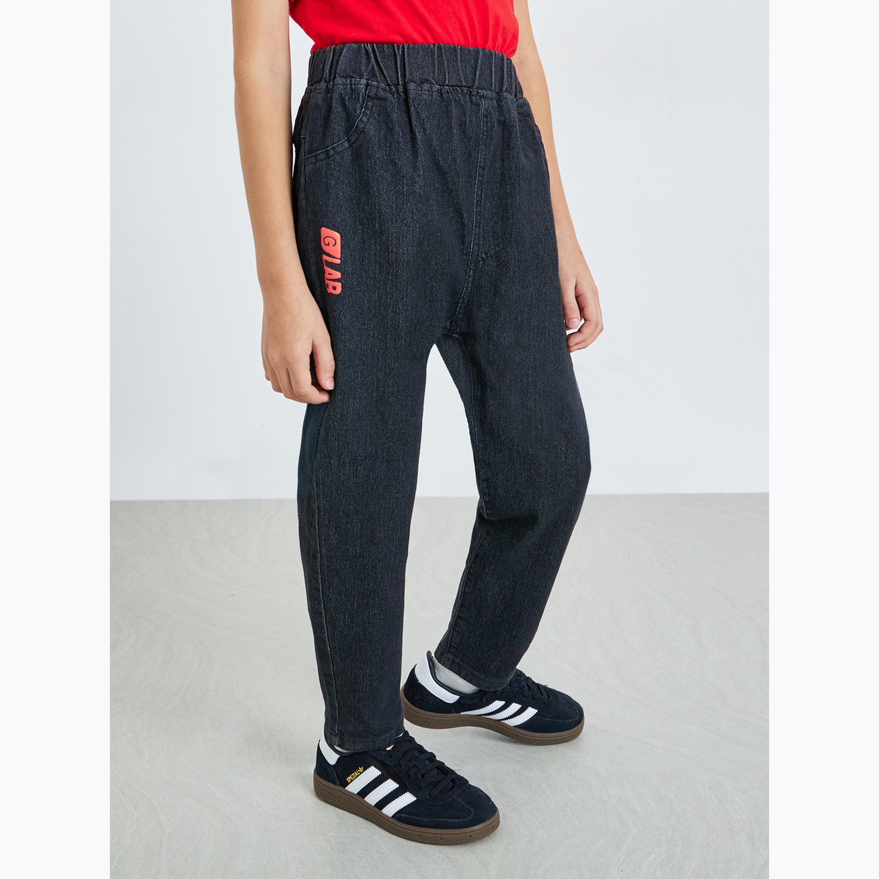 Styli Kids Black Cotton Denim Jogger Jeans-boys-clothing-bottoms-jeans-image-1