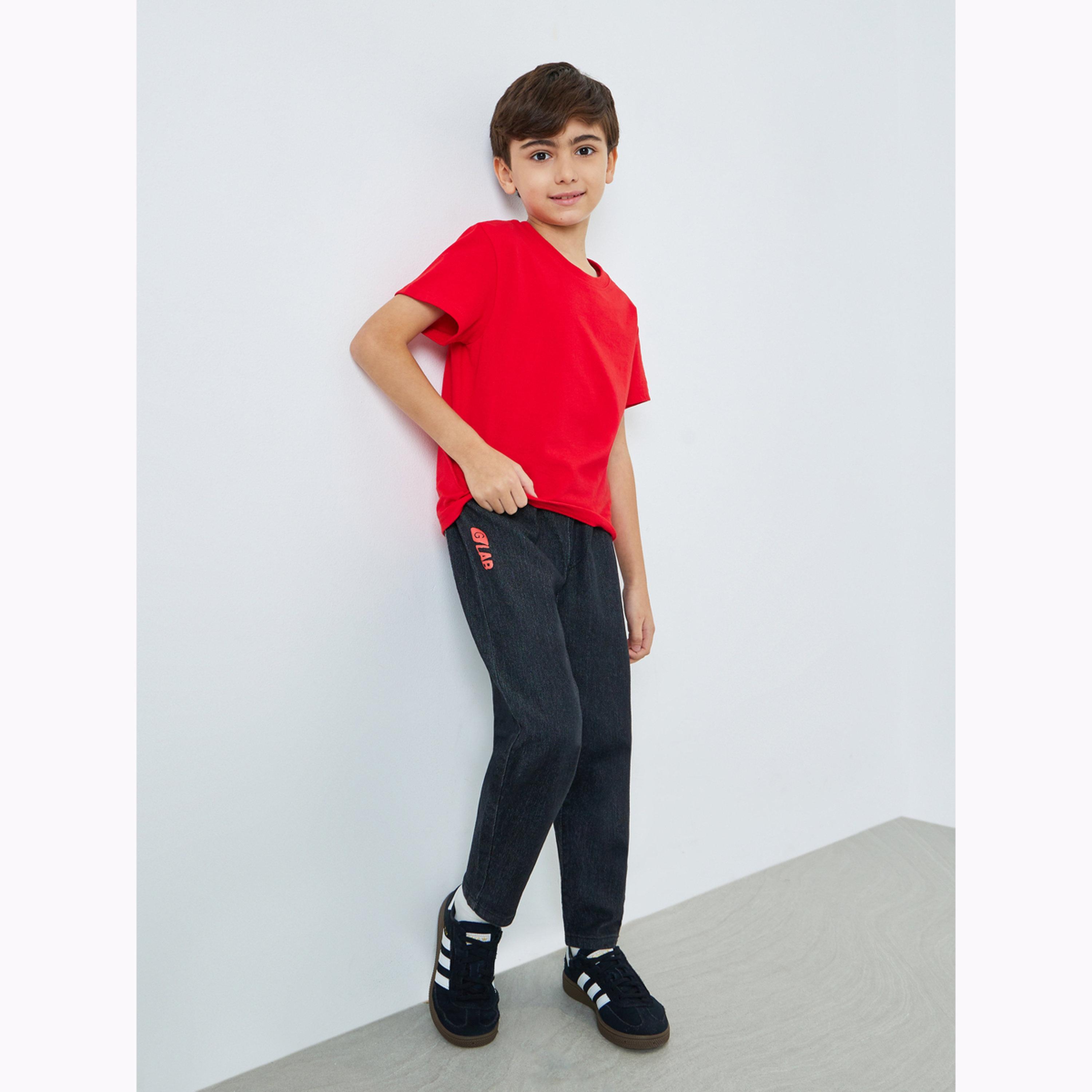 Styli Kids Black Cotton Denim Jogger Jeans-boys-clothing-bottoms-jeans-image-2