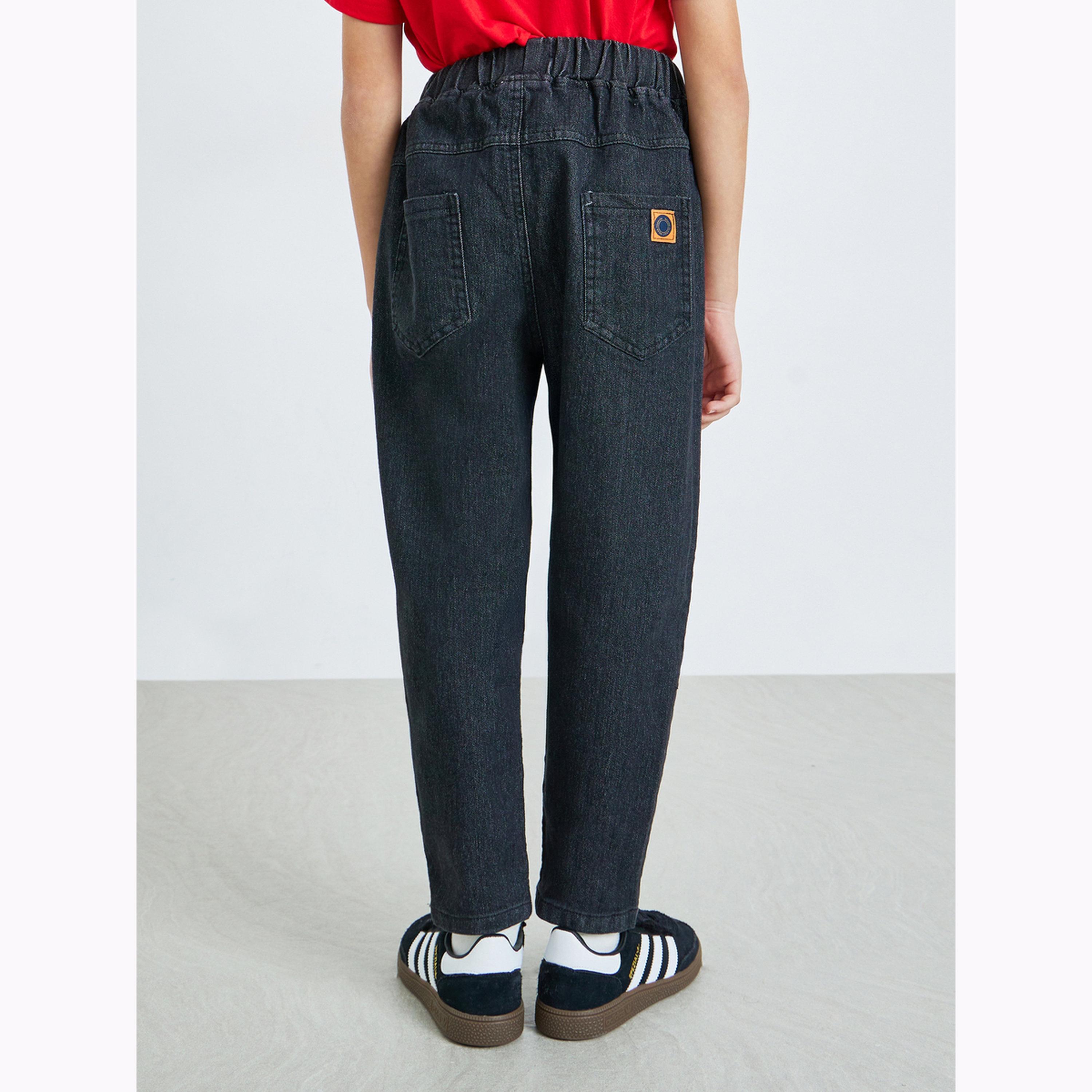 Styli Kids Black Cotton Denim Jogger Jeans-boys-clothing-bottoms-jeans-image-4