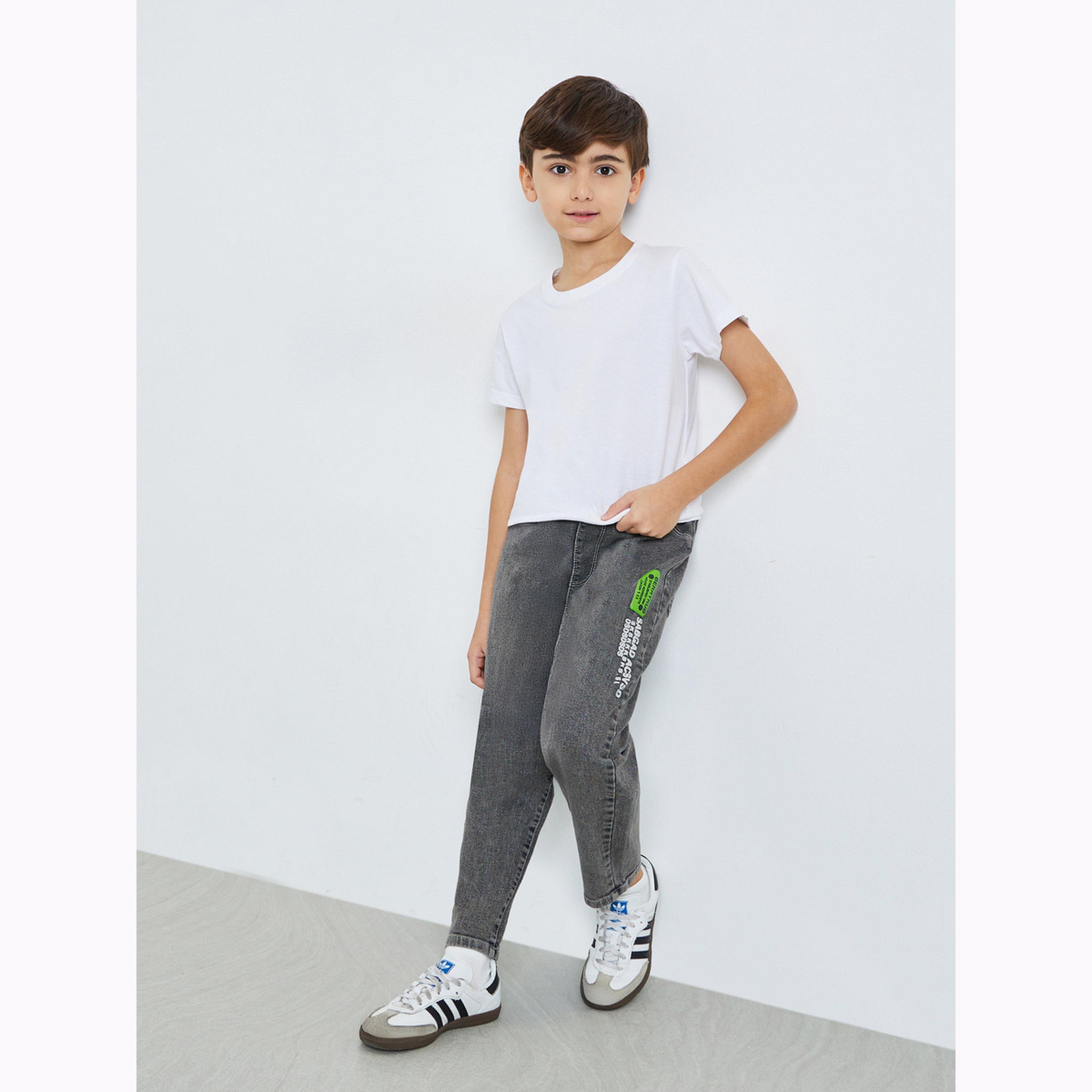 Styli Kids Grey Printed Jogger Jeans-boys-clothing-bottoms-jeans-image-2