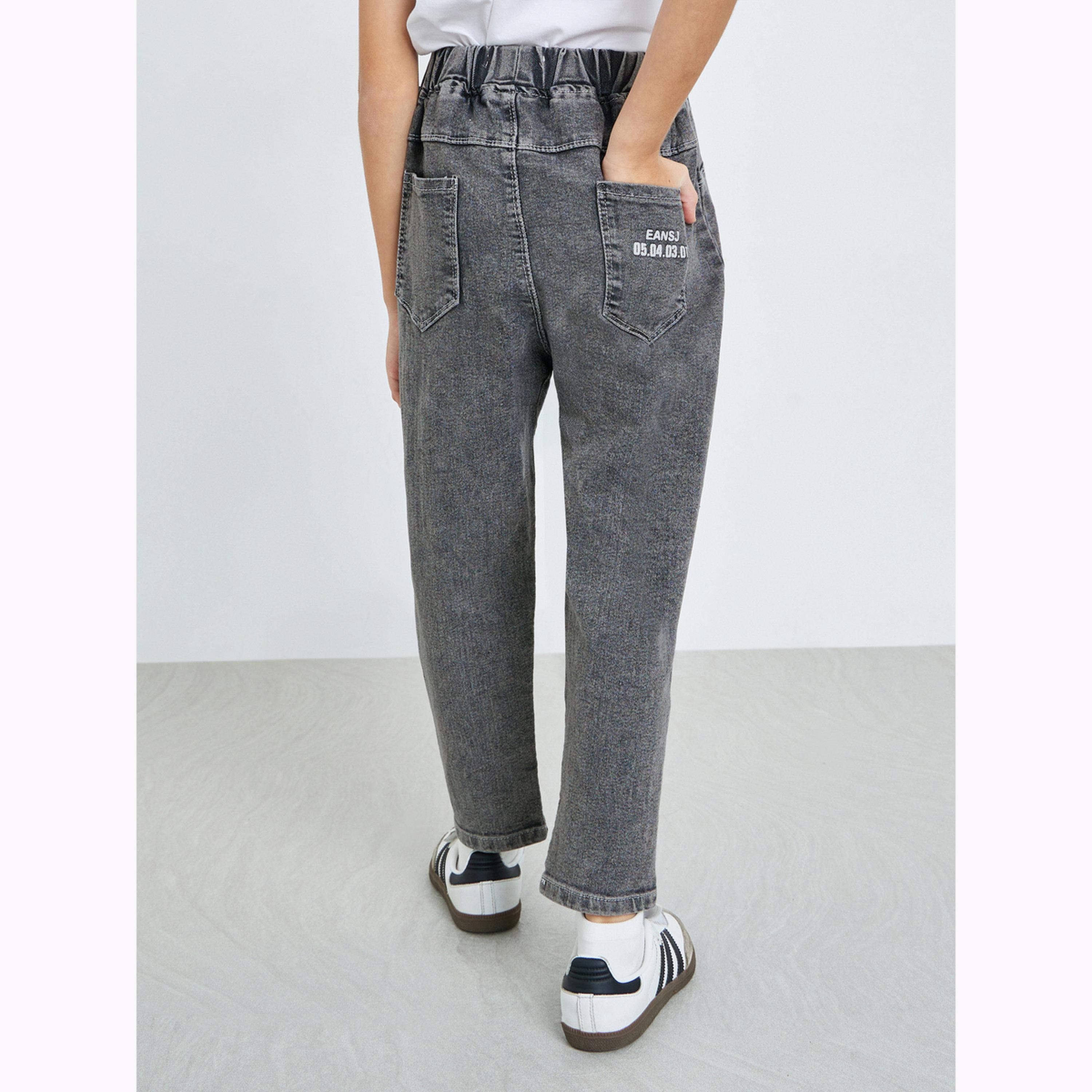 Styli Kids Grey Printed Jogger Jeans-boys-clothing-bottoms-jeans-image-4