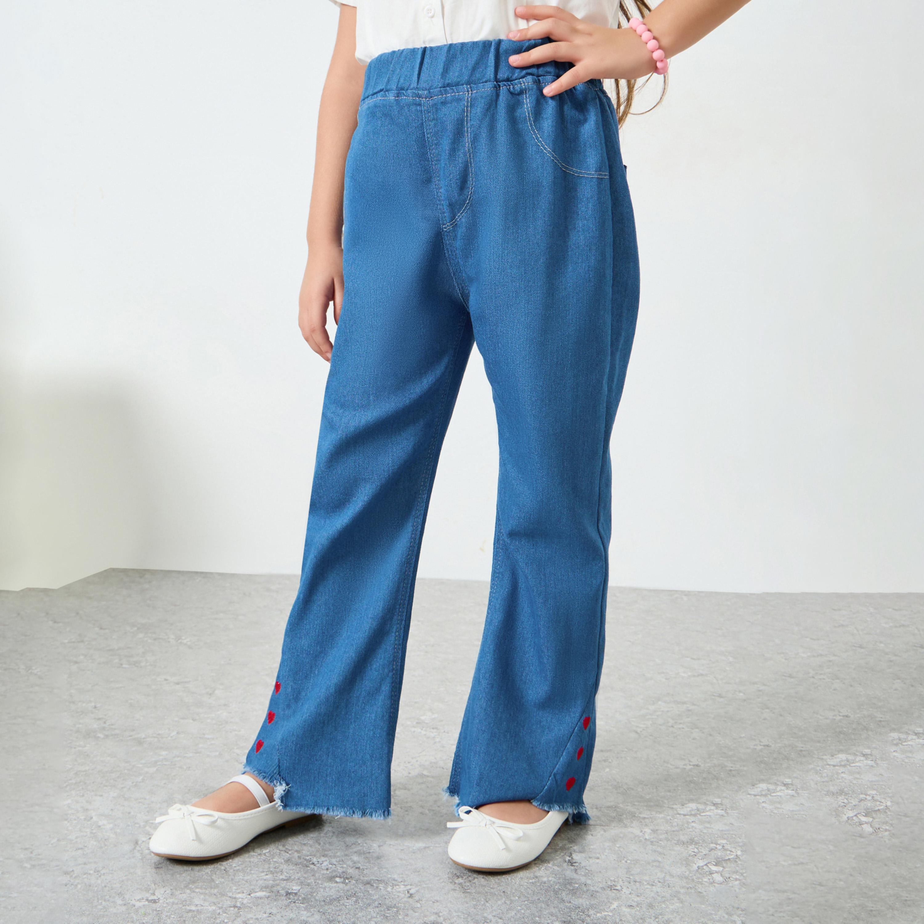 جينز واسع بناتي مطرز-girls-clothing-bottoms-jeansandjeggings-image-1