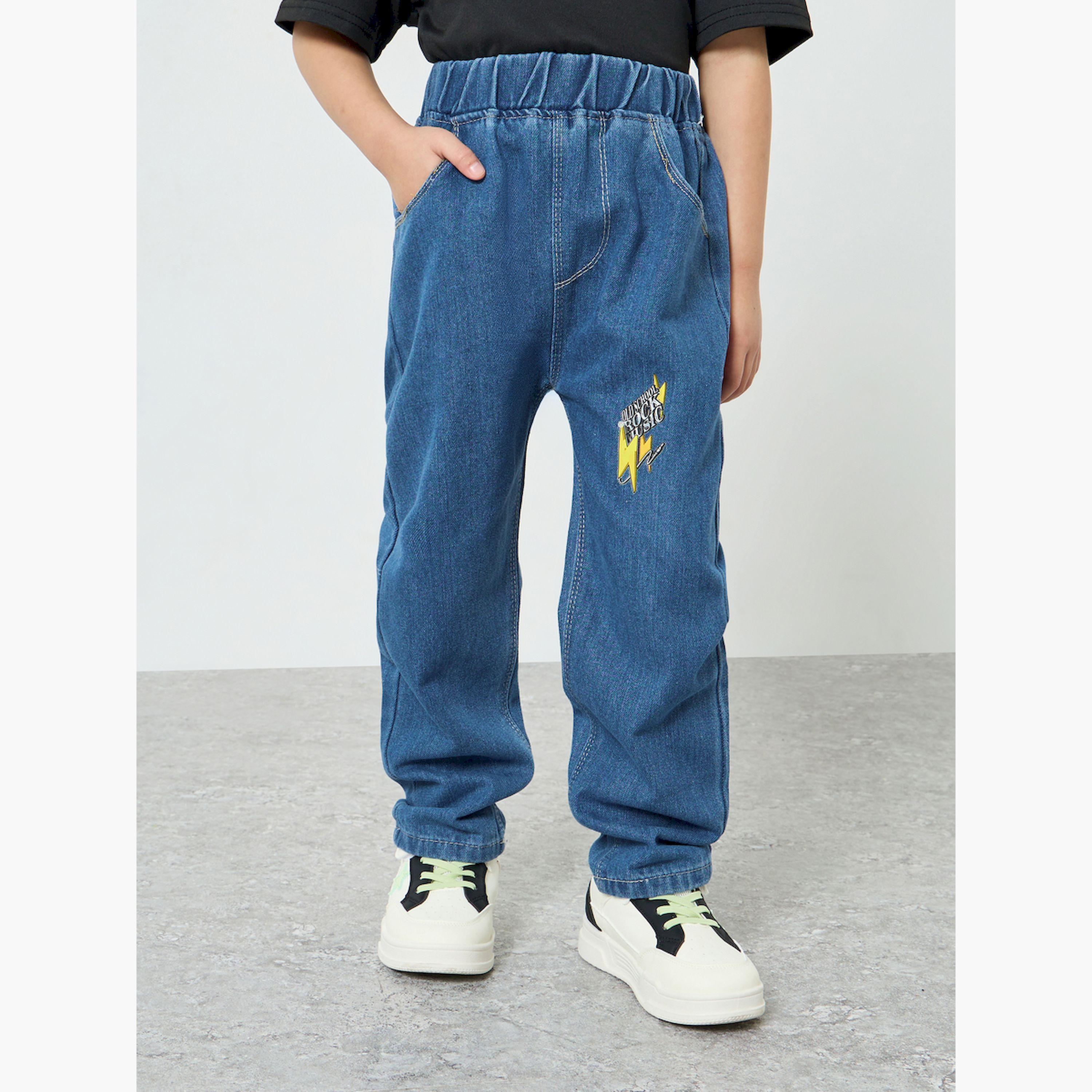 جينز بقصة بقصة مستقيمة وطبعات للأولاد-boys-clothing-bottoms-jeans-image-1