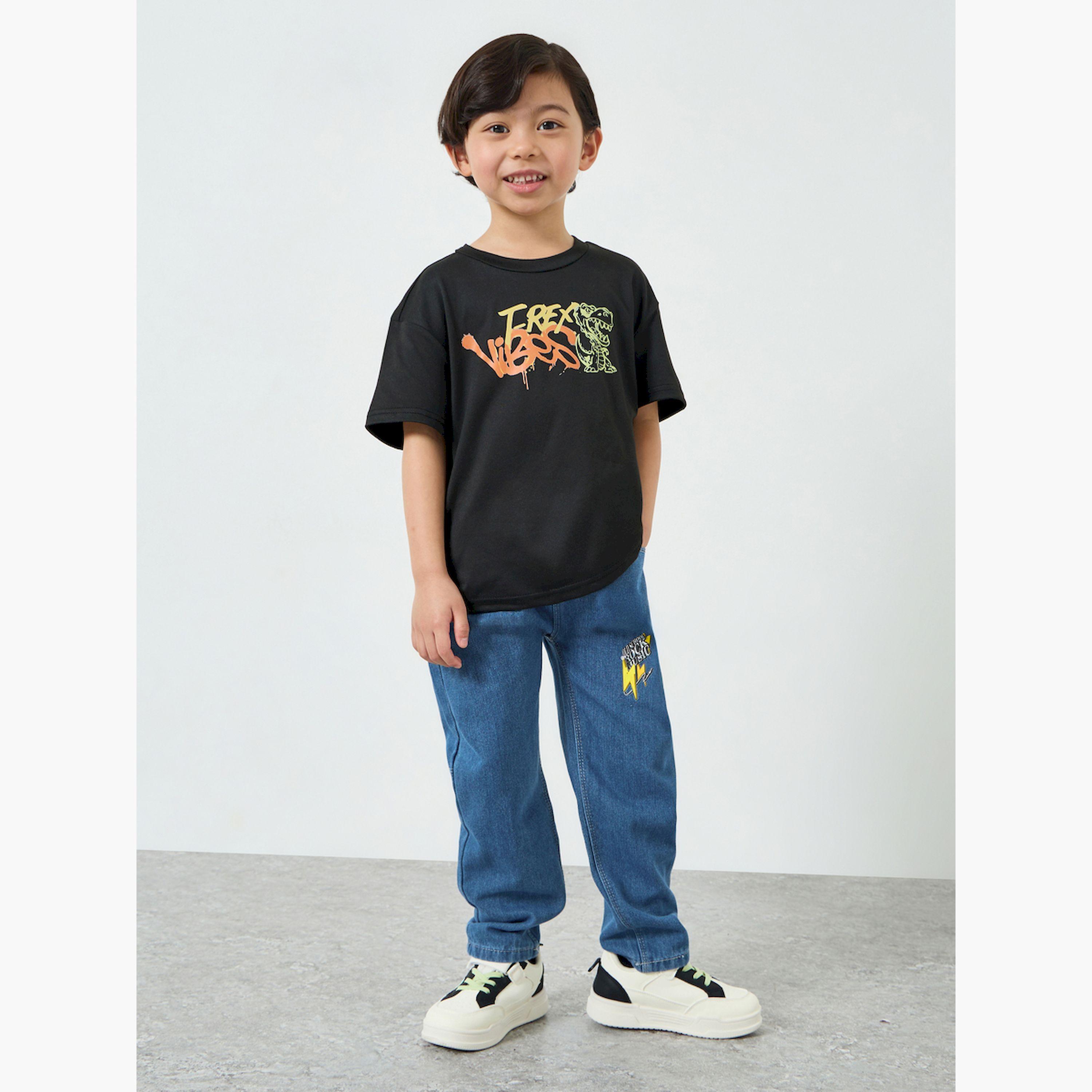 جينز بقصة بقصة مستقيمة وطبعات للأولاد-boys-clothing-bottoms-jeans-image-2