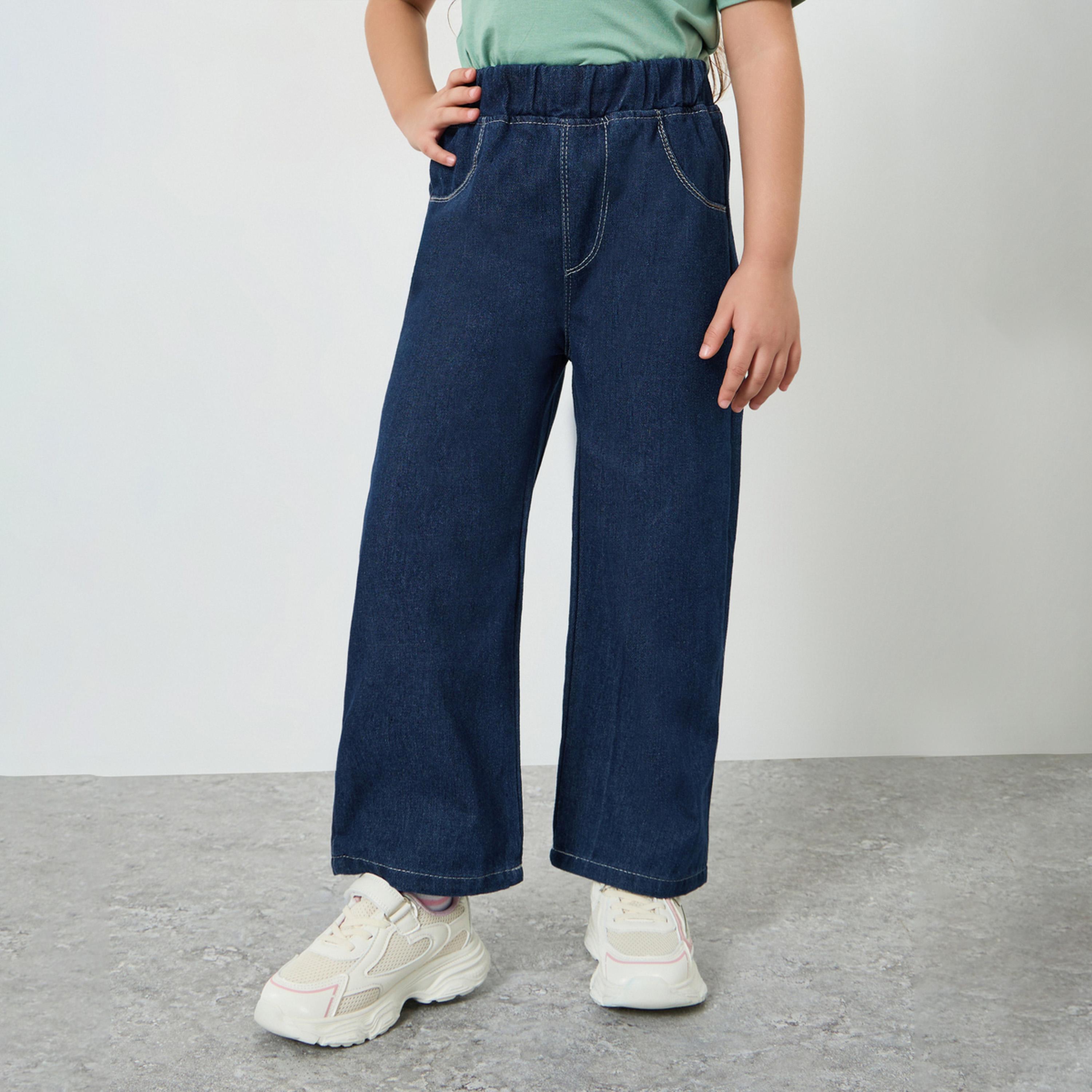 Styli Girls Dark Blue Straight Fit Jeans-girls-clothing-bottoms-jeansandjeggings-image-1