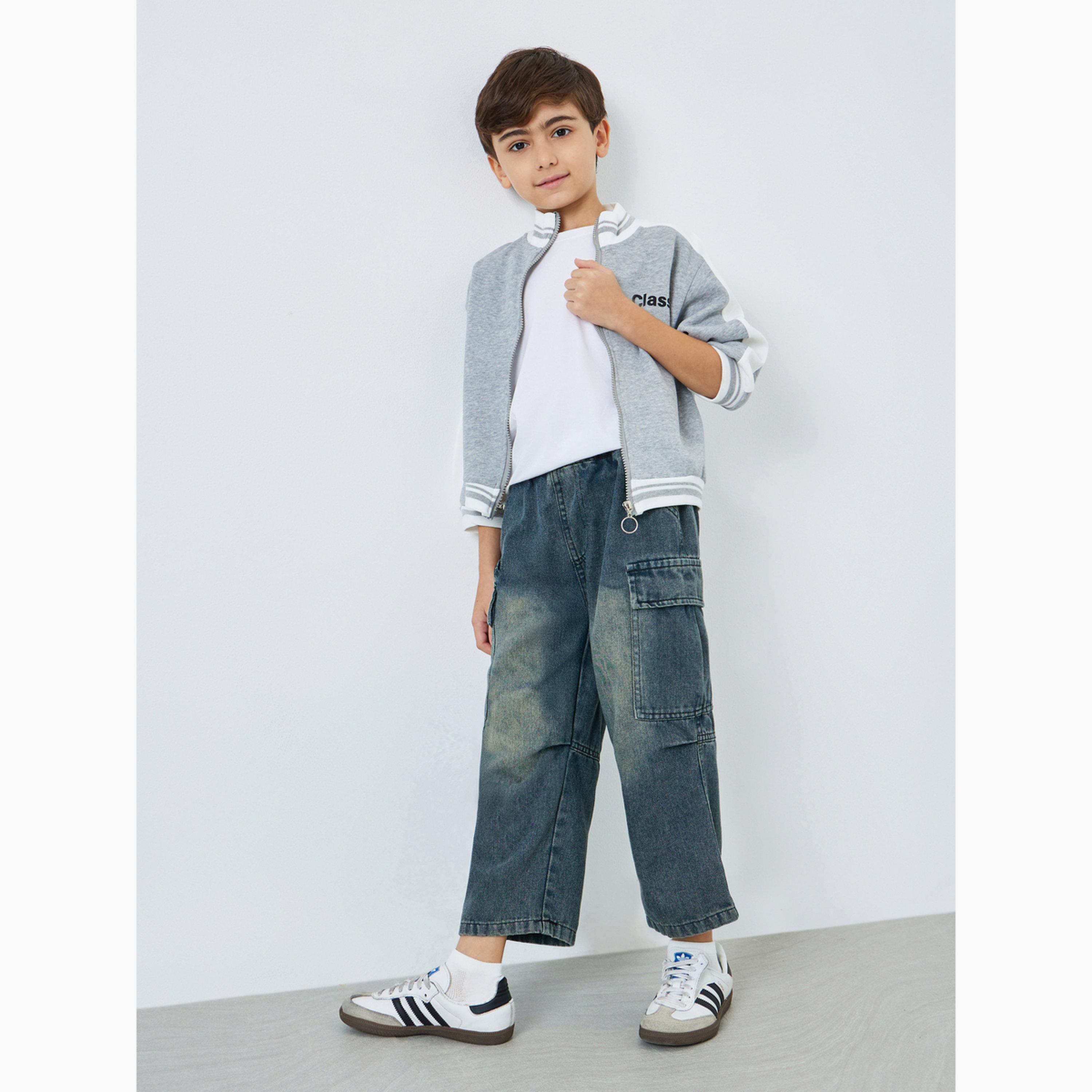 Styli Kids Acid Wash Cargo Jeans-boys-clothing-bottoms-jeans-image-2