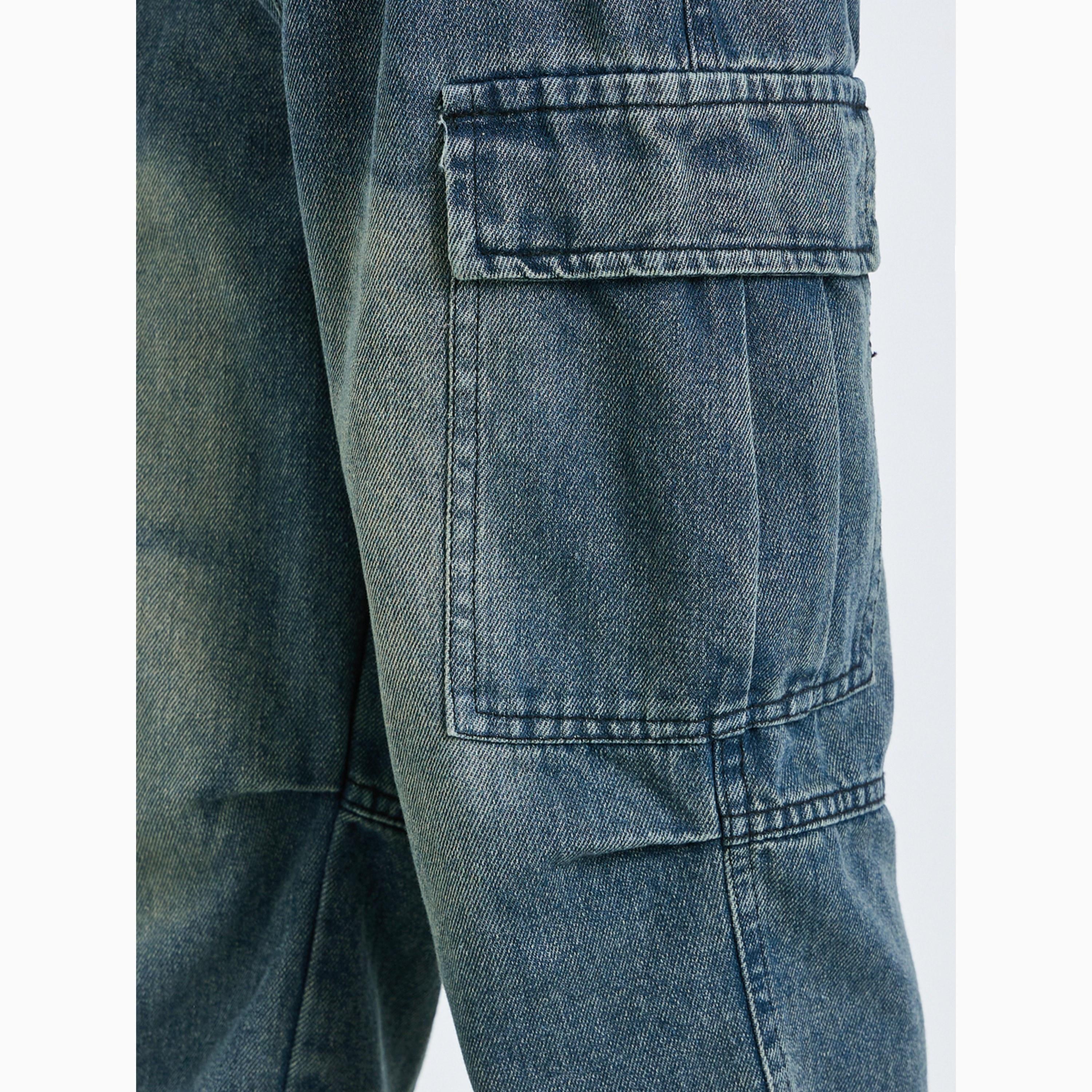 جينز كارجو للأطفال بنمط غسيل حمضي-boys-clothing-bottoms-jeans-image-3