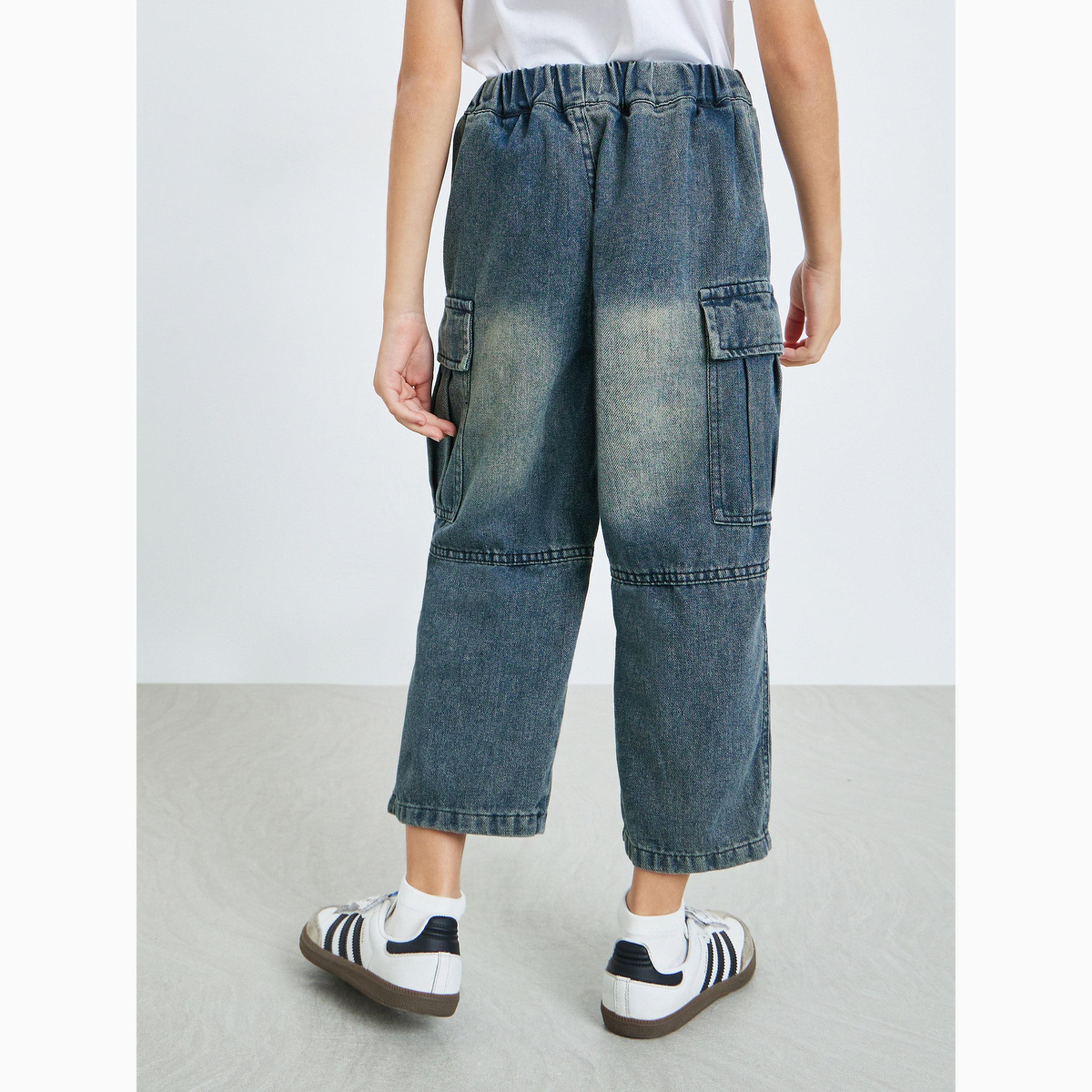 Styli Kids Acid Wash Cargo Jeans-boys-clothing-bottoms-jeans-image-4